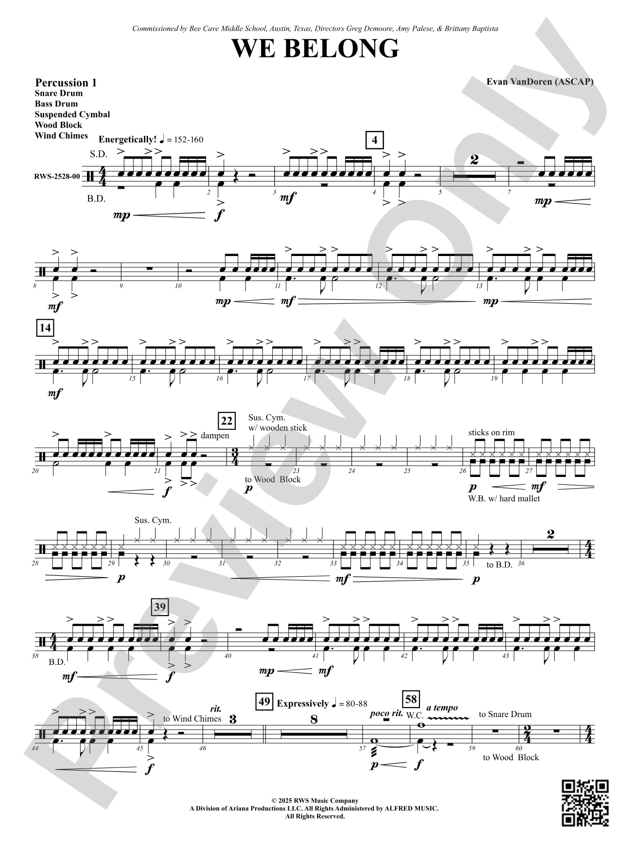 We Belong: 1st Percussion