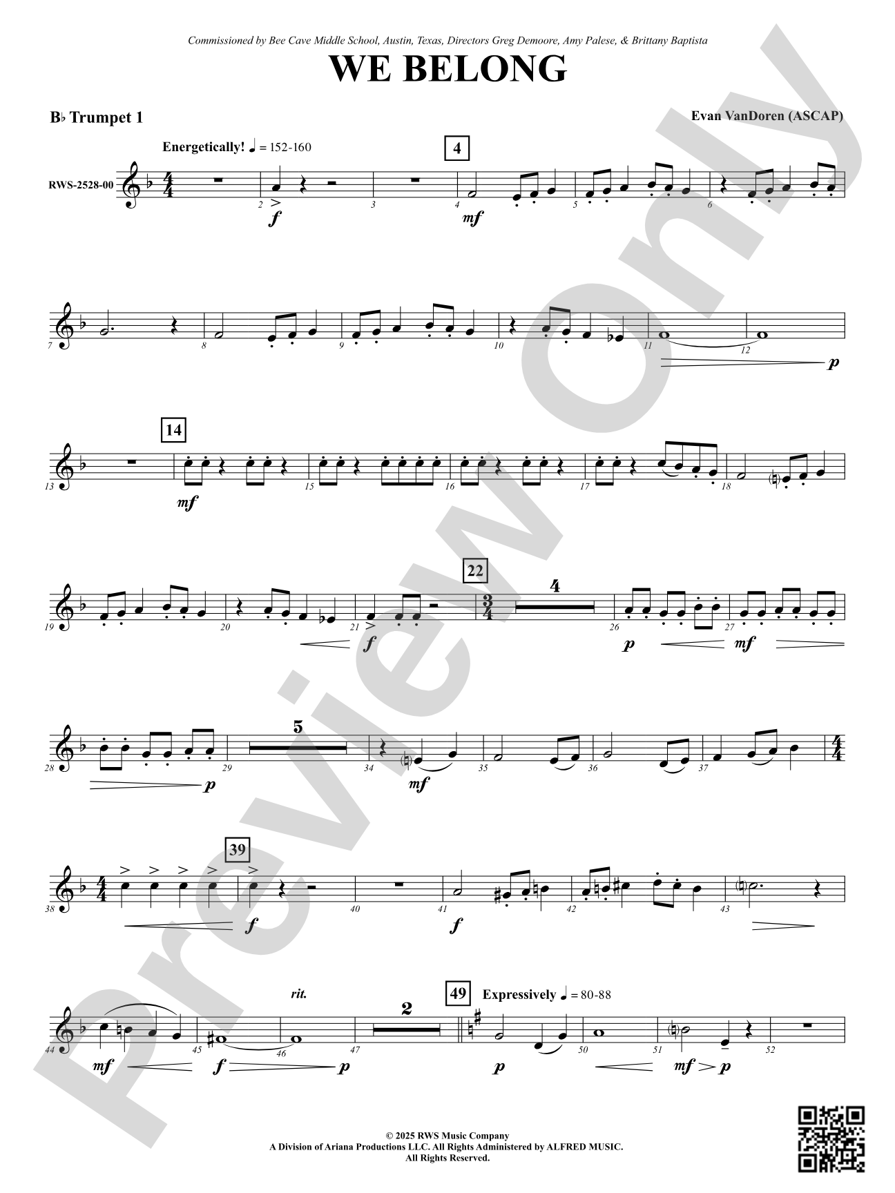 We Belong: 1st B-flat Trumpet