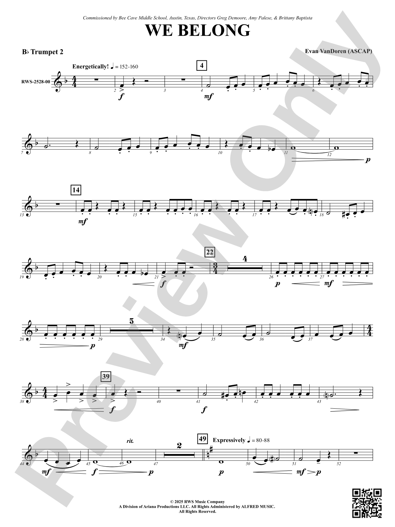 We Belong: 2nd B-flat Trumpet