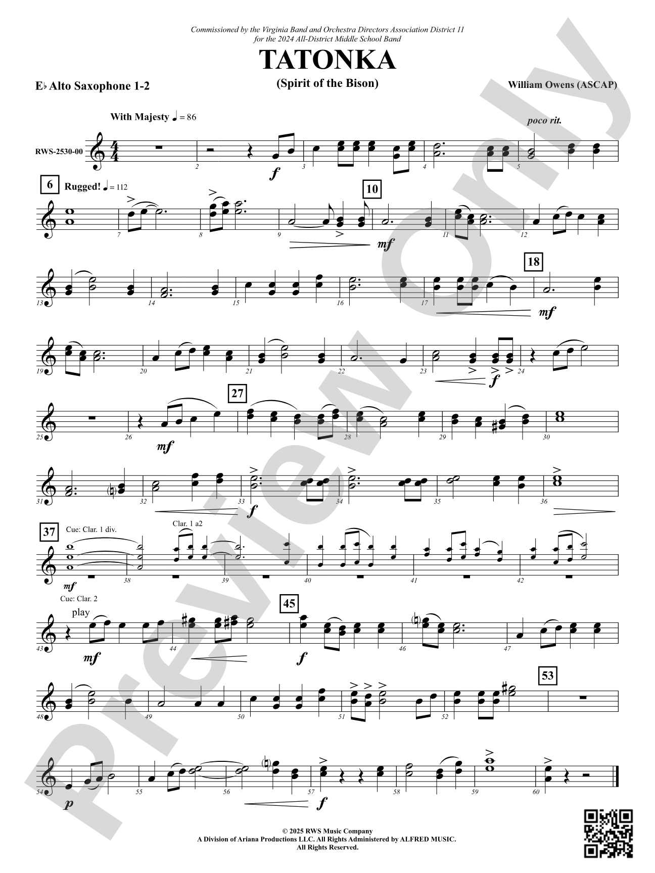 Tatonka (Spirit of the Bison): 1st & 2nd E-flat Alto Saxophone