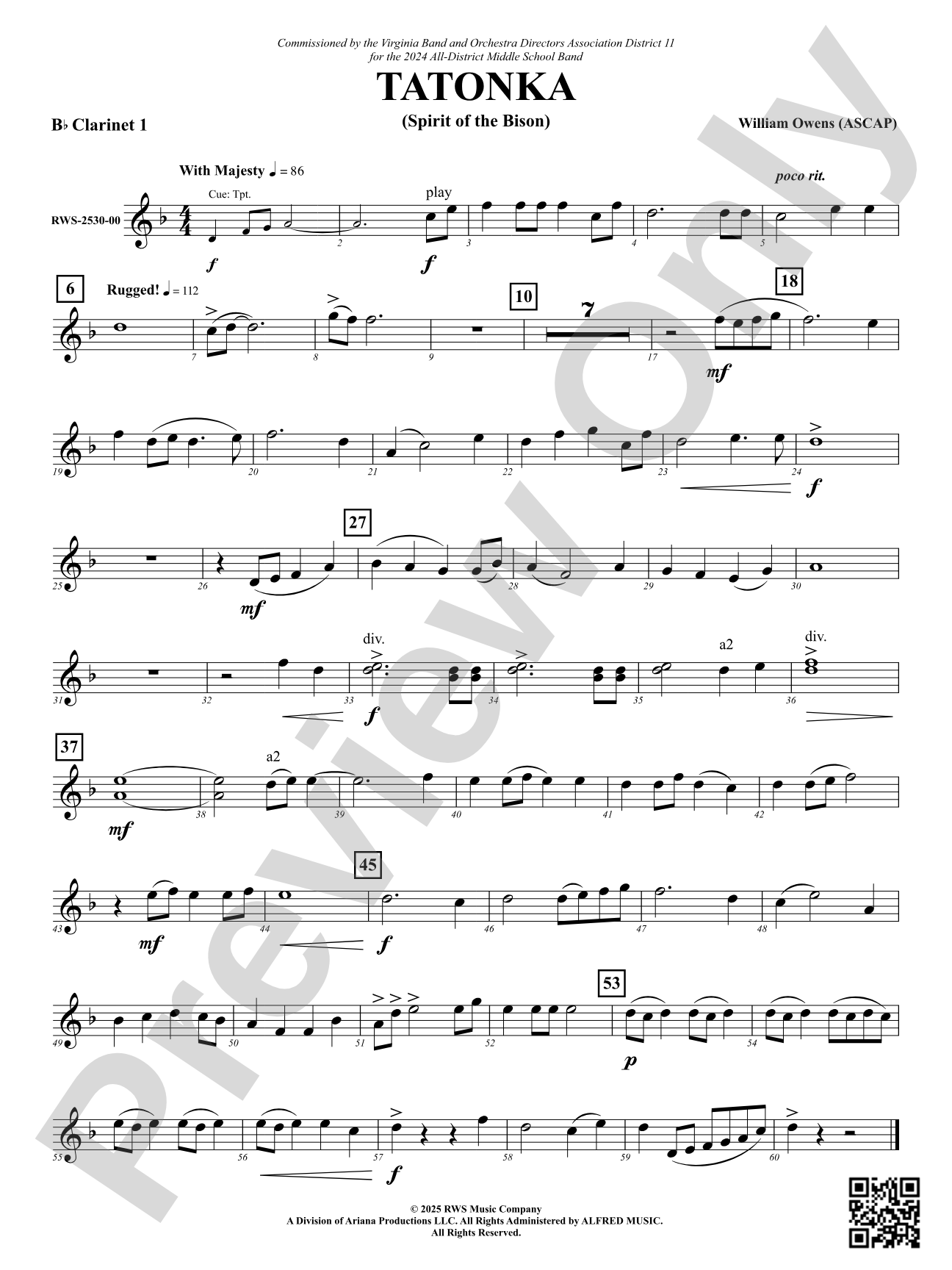 Tatonka (Spirit of the Bison): 1st B-flat Clarinet