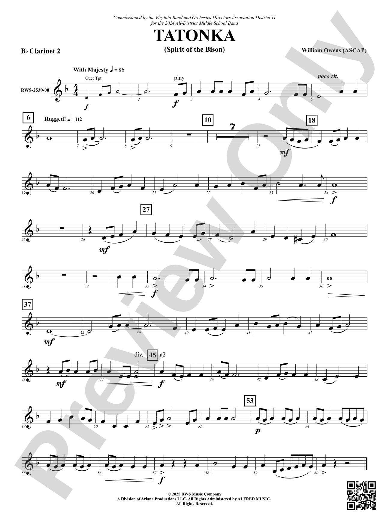 Tatonka (Spirit of the Bison): 2nd B-flat Clarinet