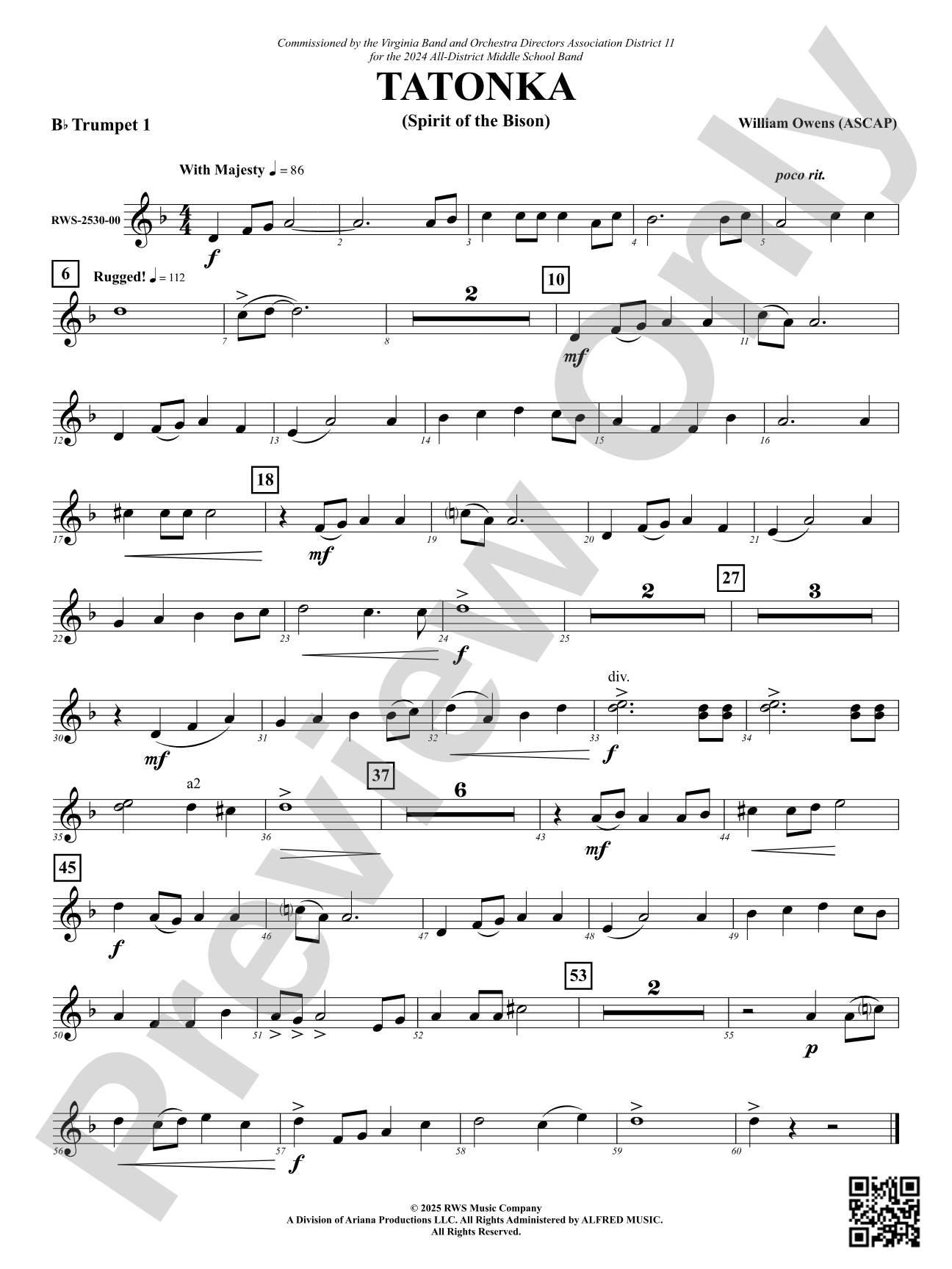 Tatonka (Spirit of the Bison): 1st B-flat Trumpet