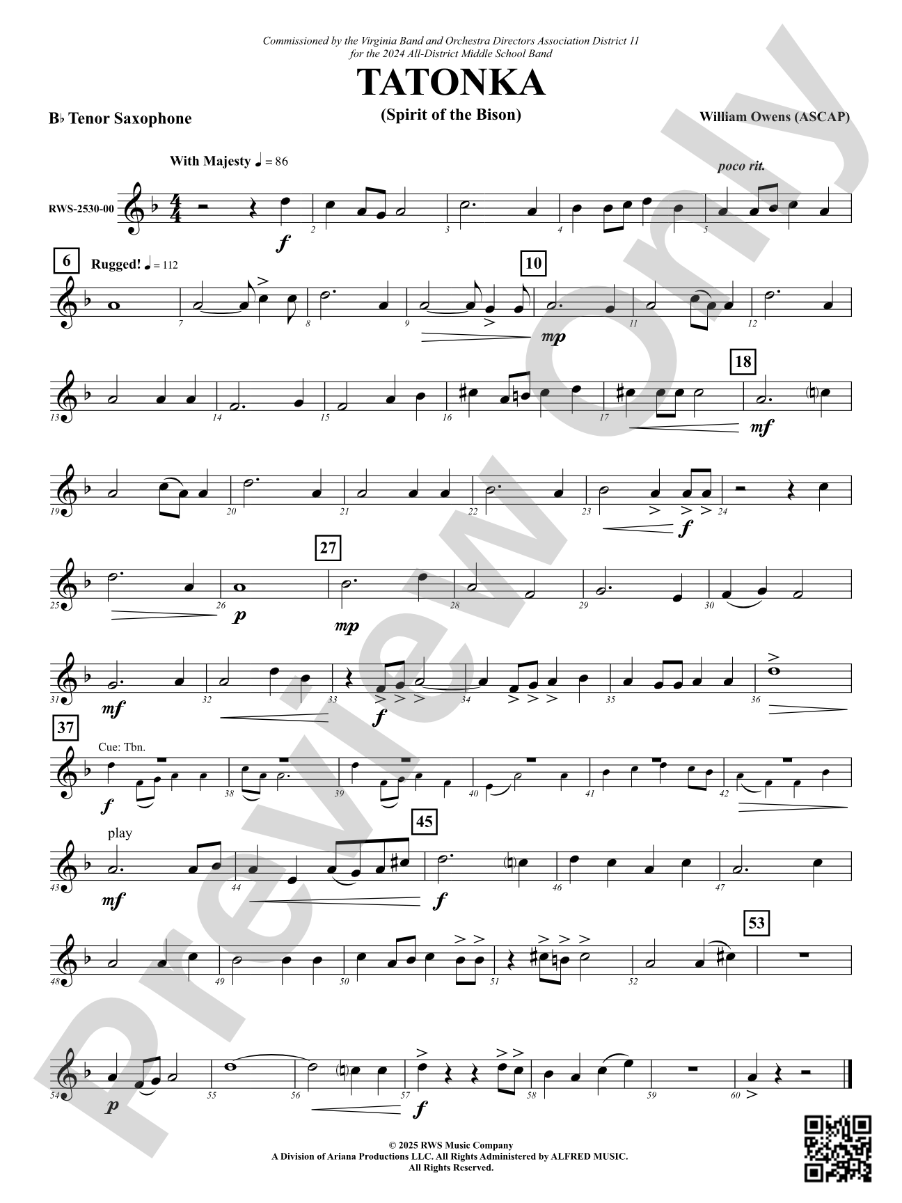 Tatonka (Spirit of the Bison): B-flat Tenor Saxophone