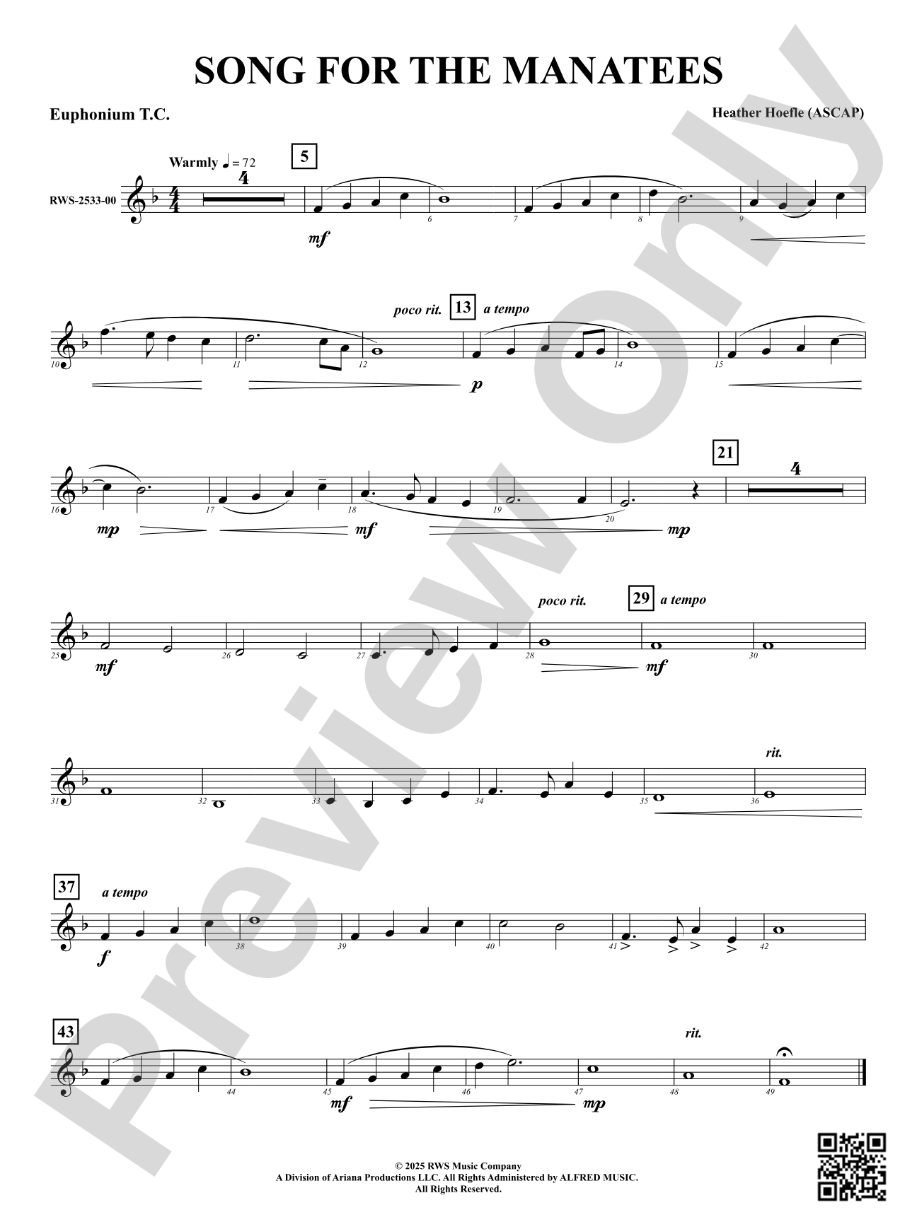 Song For The Manatees: Euphonium T.C.