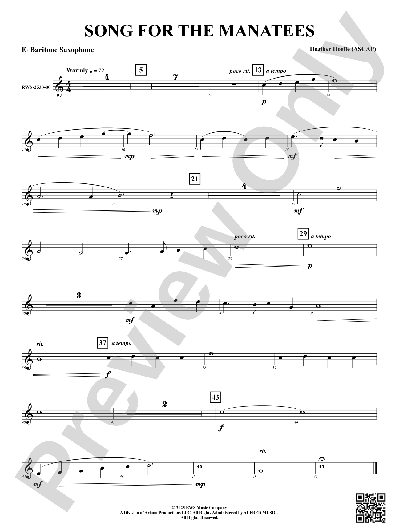 Song For The Manatees: E-flat Baritone Saxophone