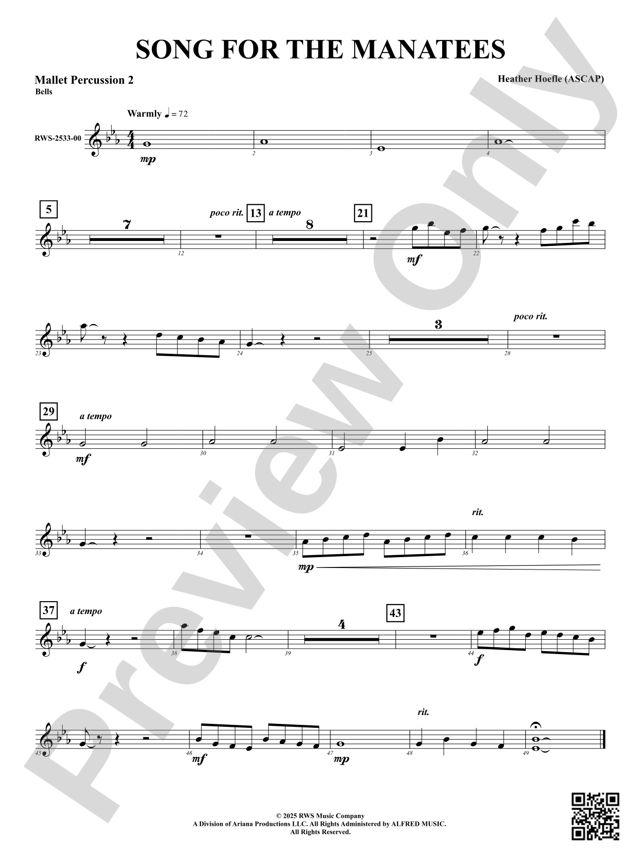Song For The Manatees: 2nd Mallet Percussion