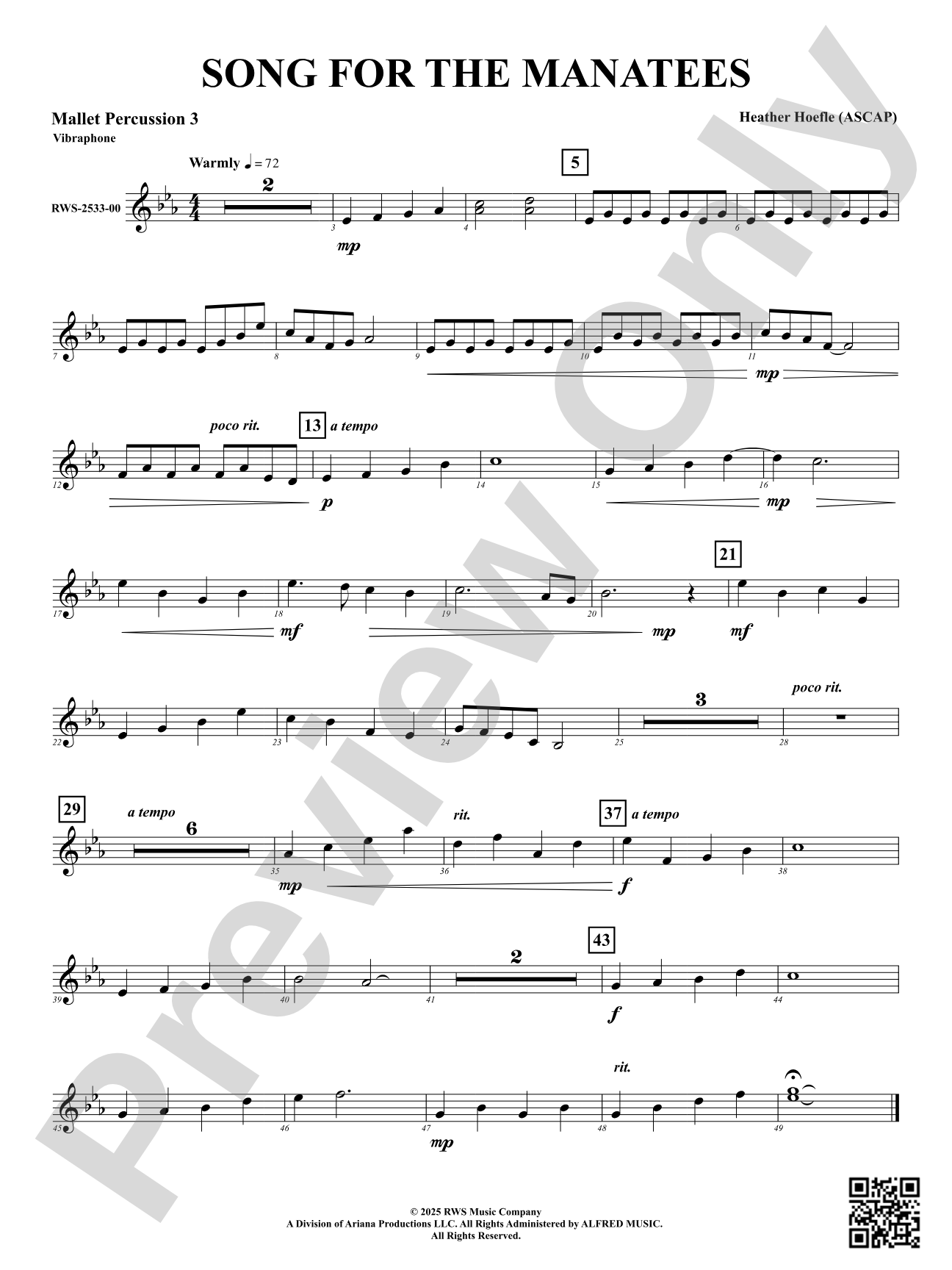 Song For The Manatees: 3rd Mallet Percussion