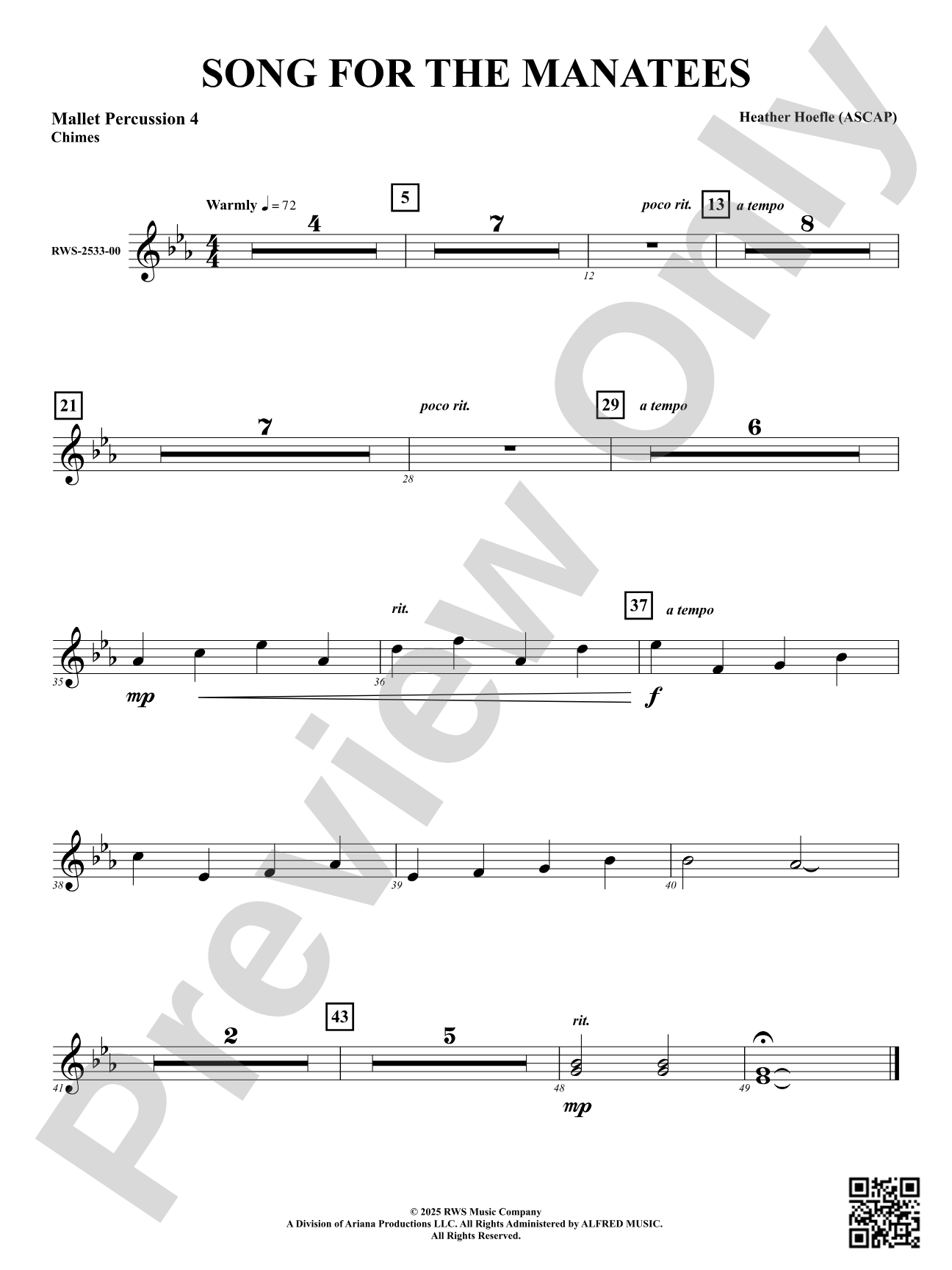 Song For The Manatees: 4th Mallet Percussion