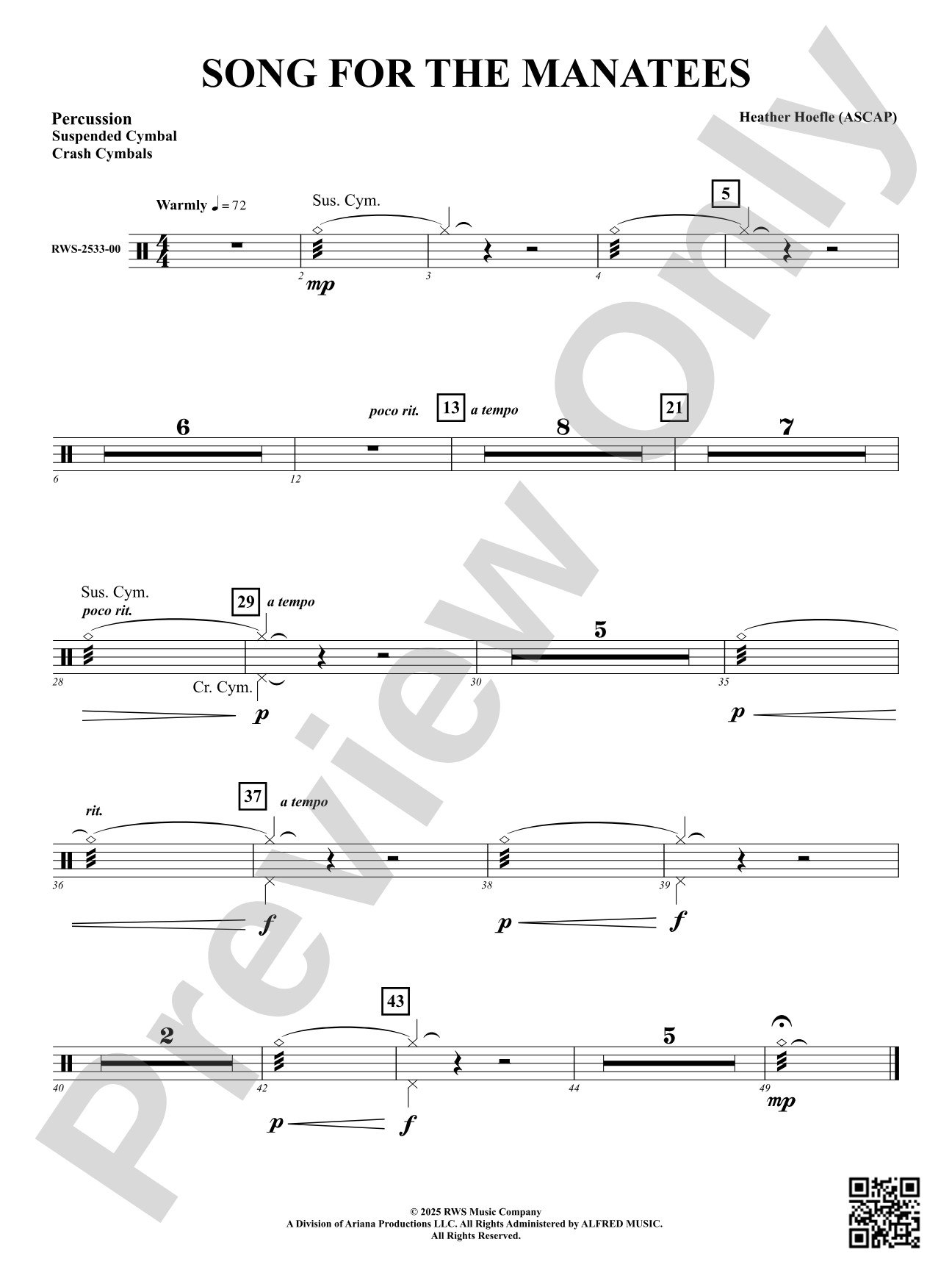 Song For The Manatees: 1st Percussion