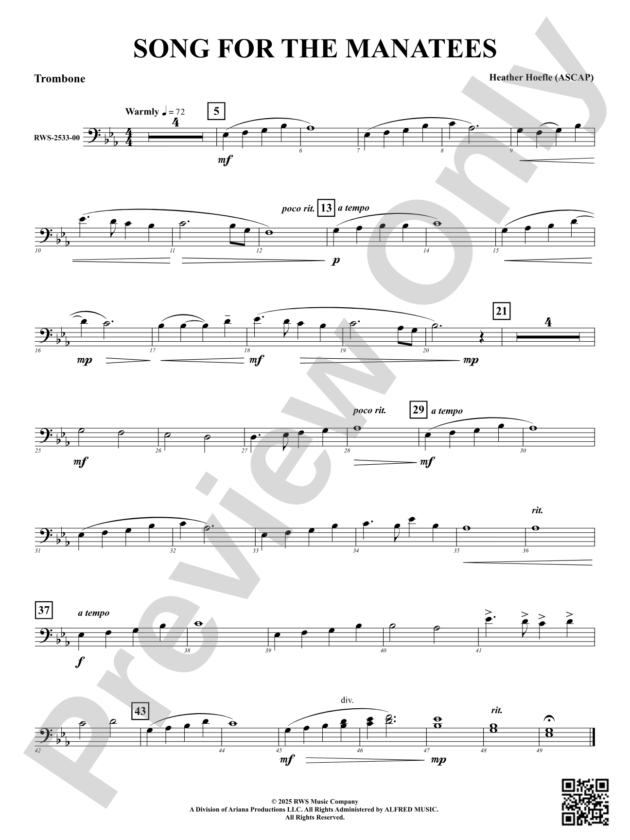 Song For The Manatees: Trombone