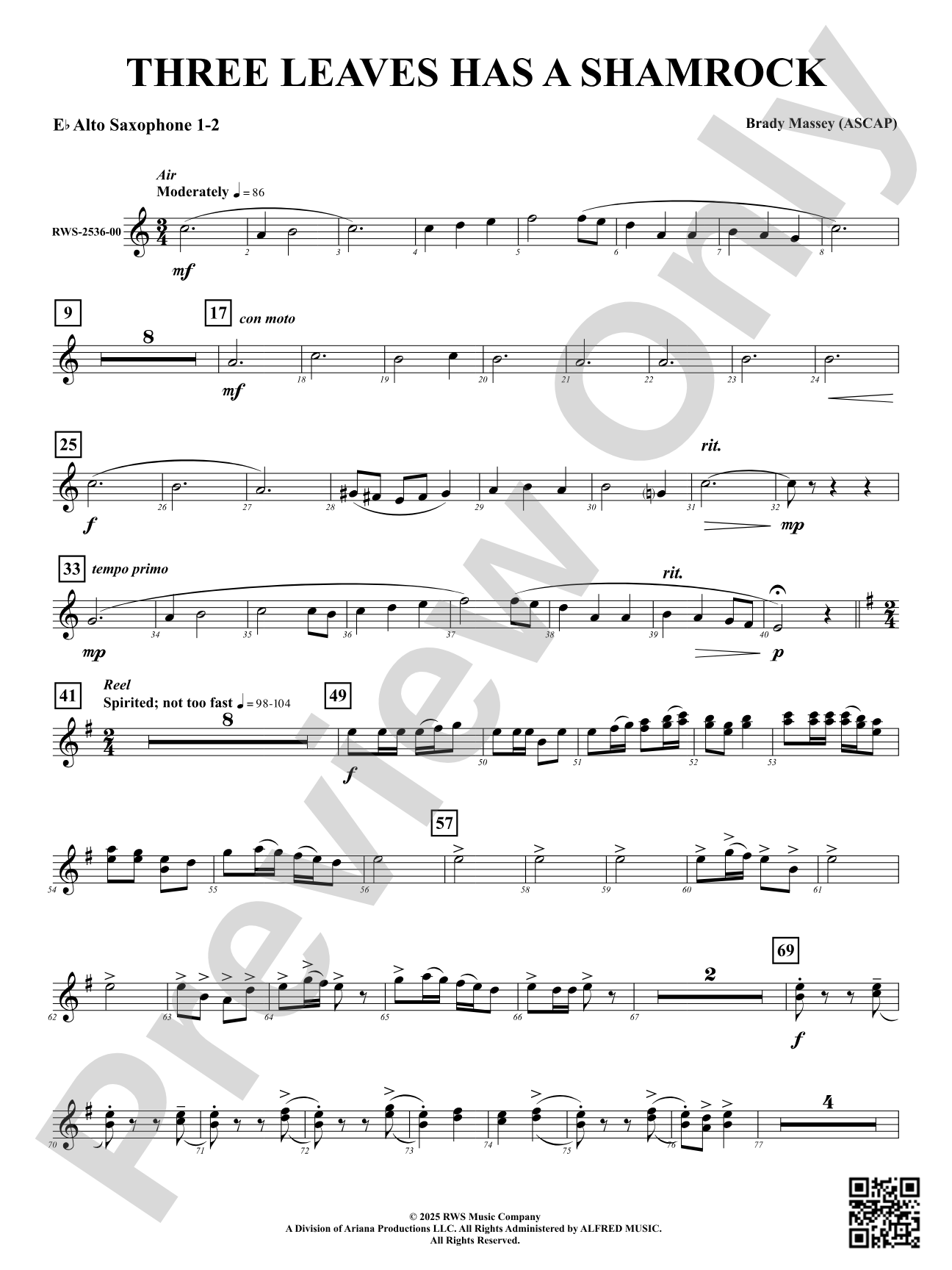 Three Leaves Has A Shamrock: 1st & 2nd E-flat Alto Saxophone