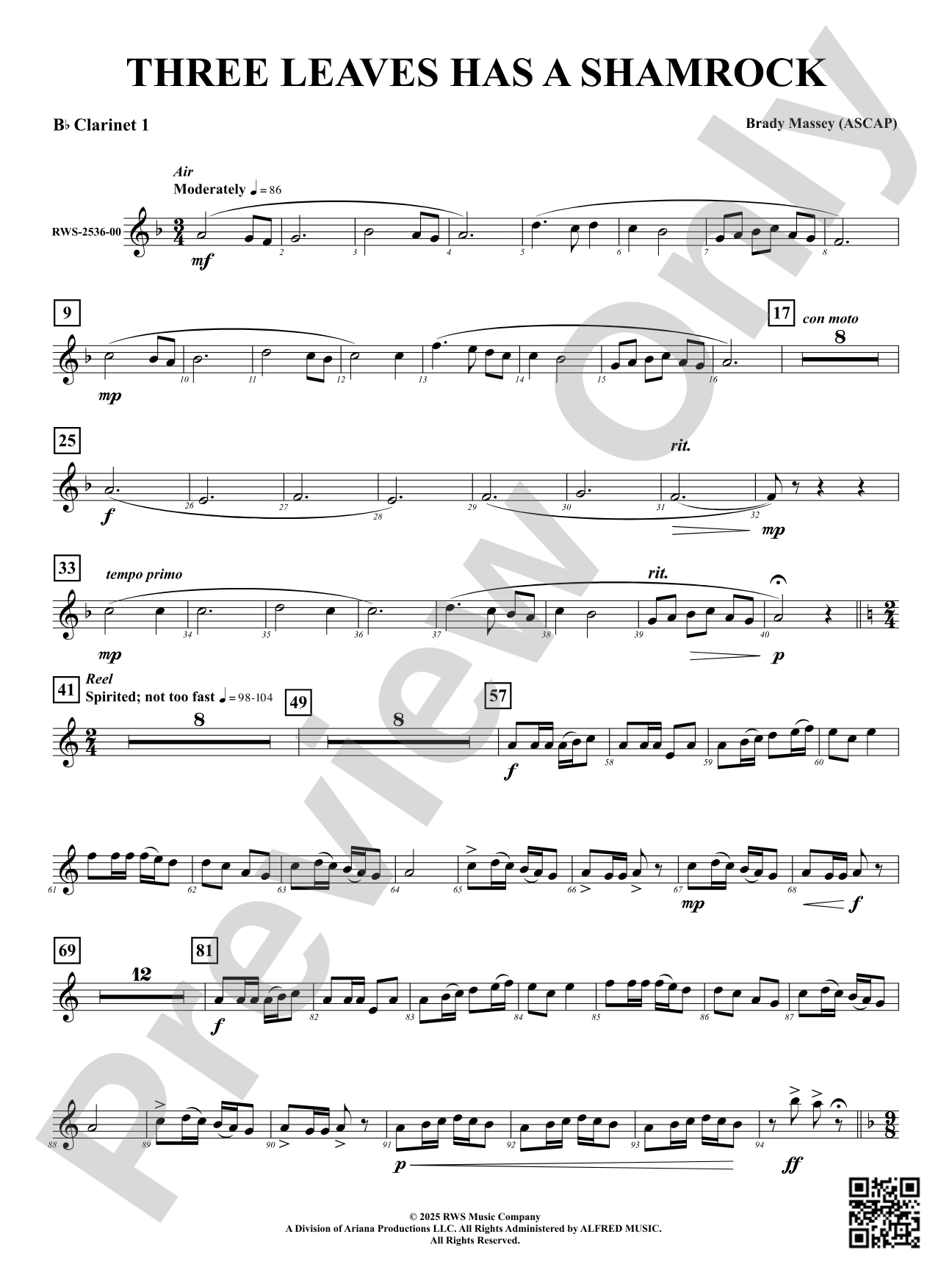 Three Leaves Has A Shamrock: 1st B-flat Clarinet