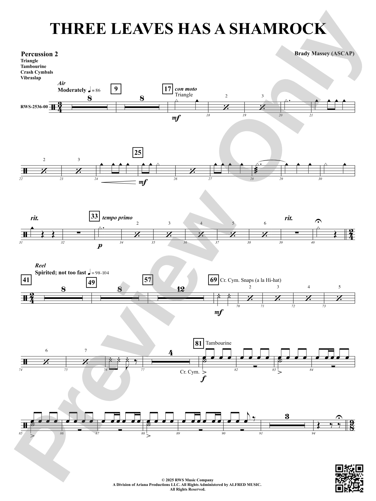 Three Leaves Has A Shamrock: 2nd Percussion