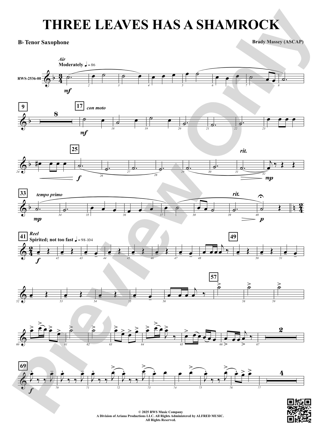 Three Leaves Has A Shamrock: B-flat Tenor Saxophone
