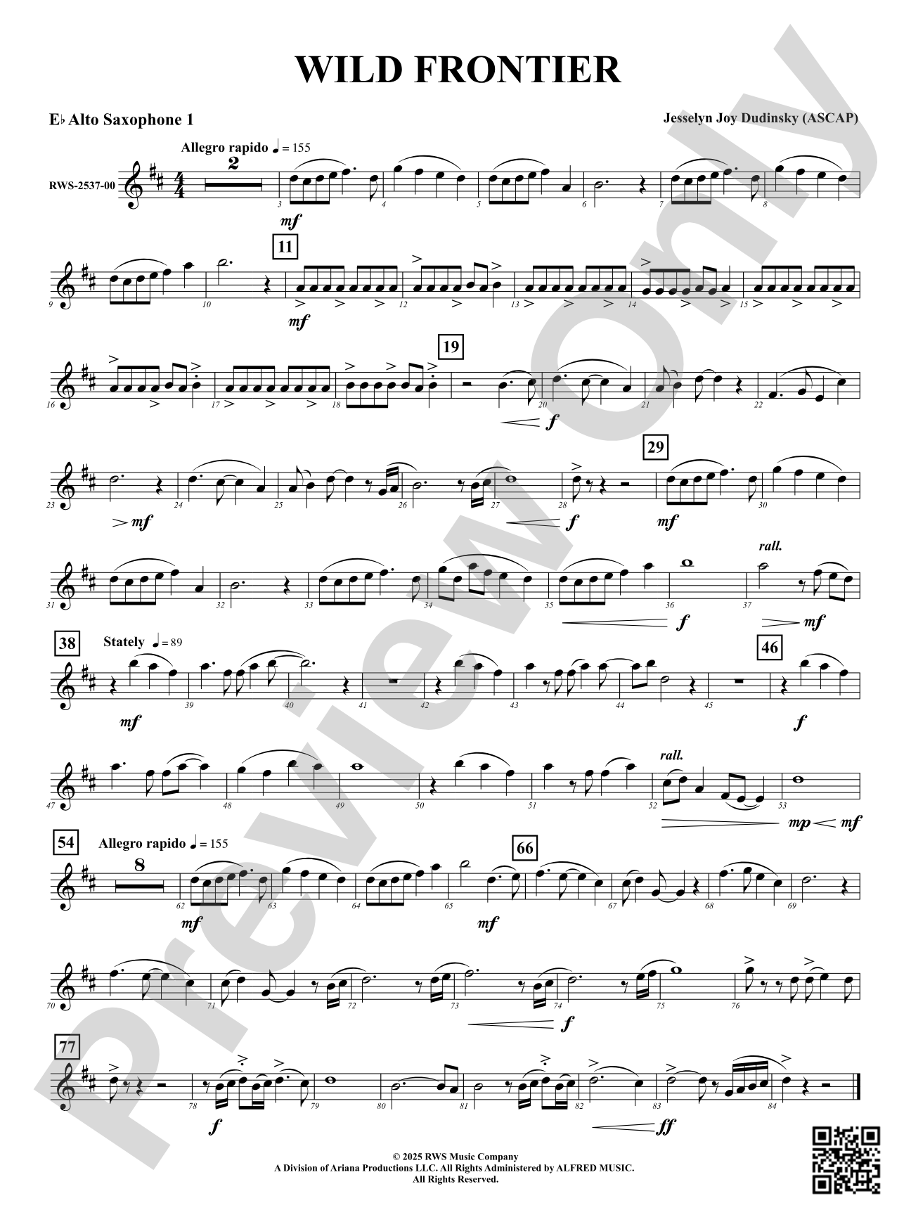 Wild Frontier: 1st E-flat Alto Saxophone