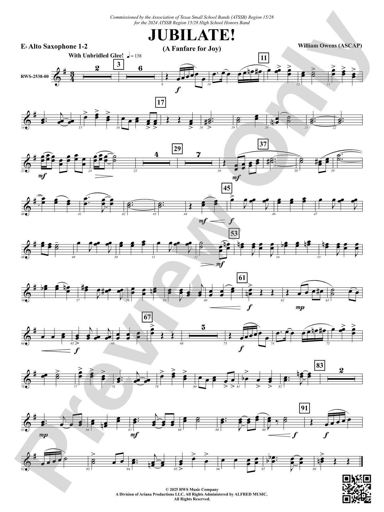 Jubilate! (A Fanfare for Joy): 1st & 2nd E-flat Alto Saxophone