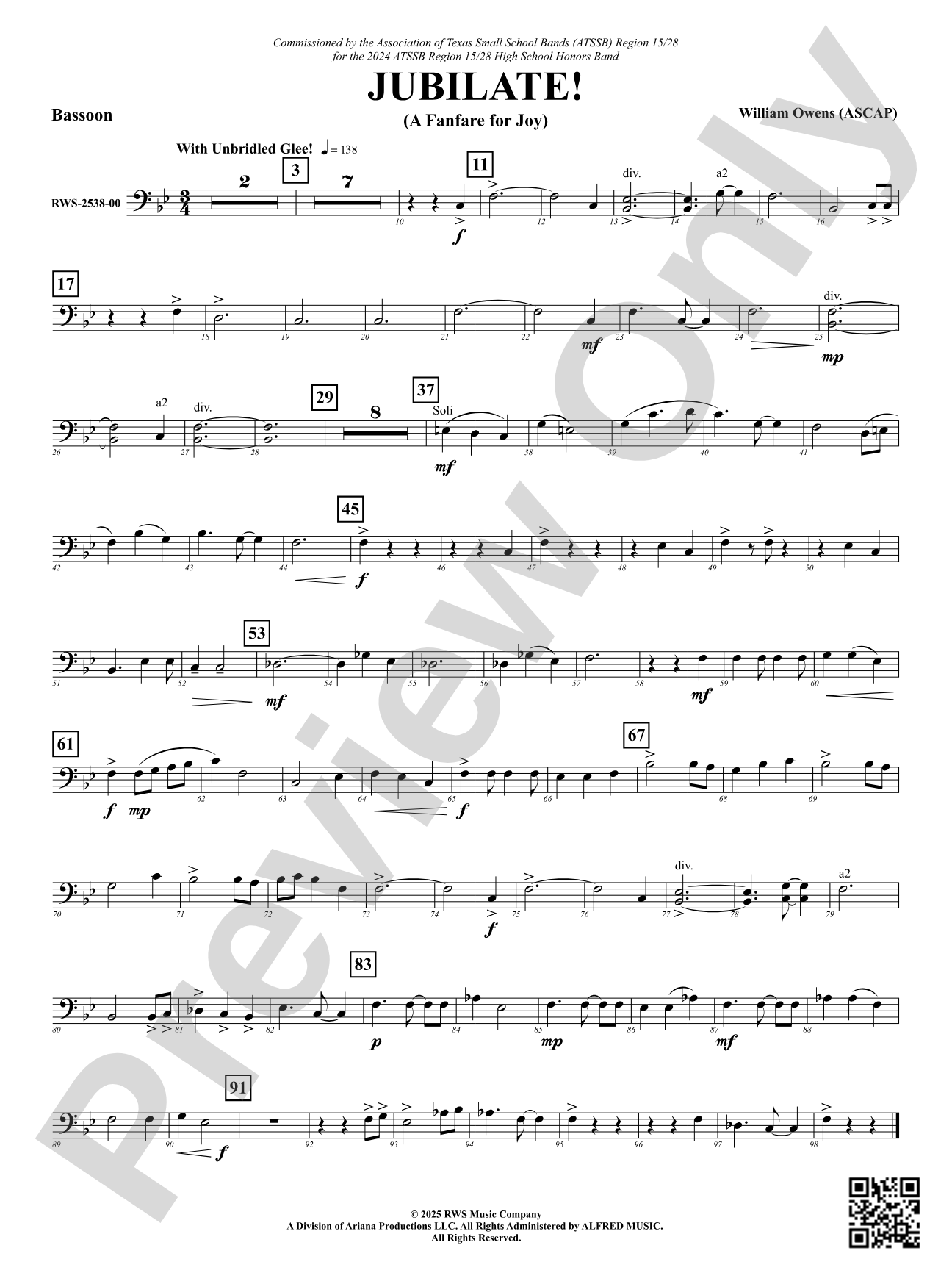 Jubilate! (A Fanfare for Joy): Bassoon