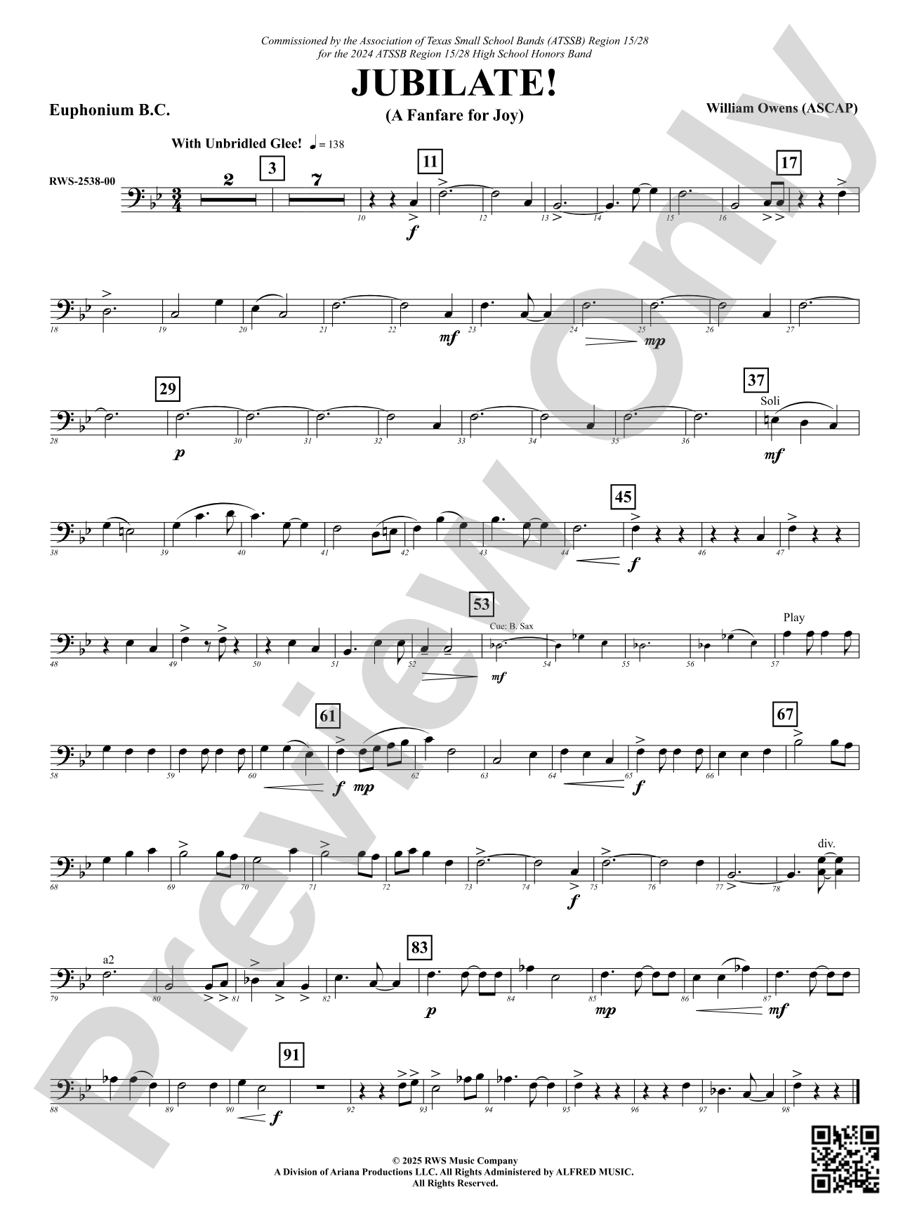 Jubilate! (A Fanfare for Joy): Euphonium B.C.