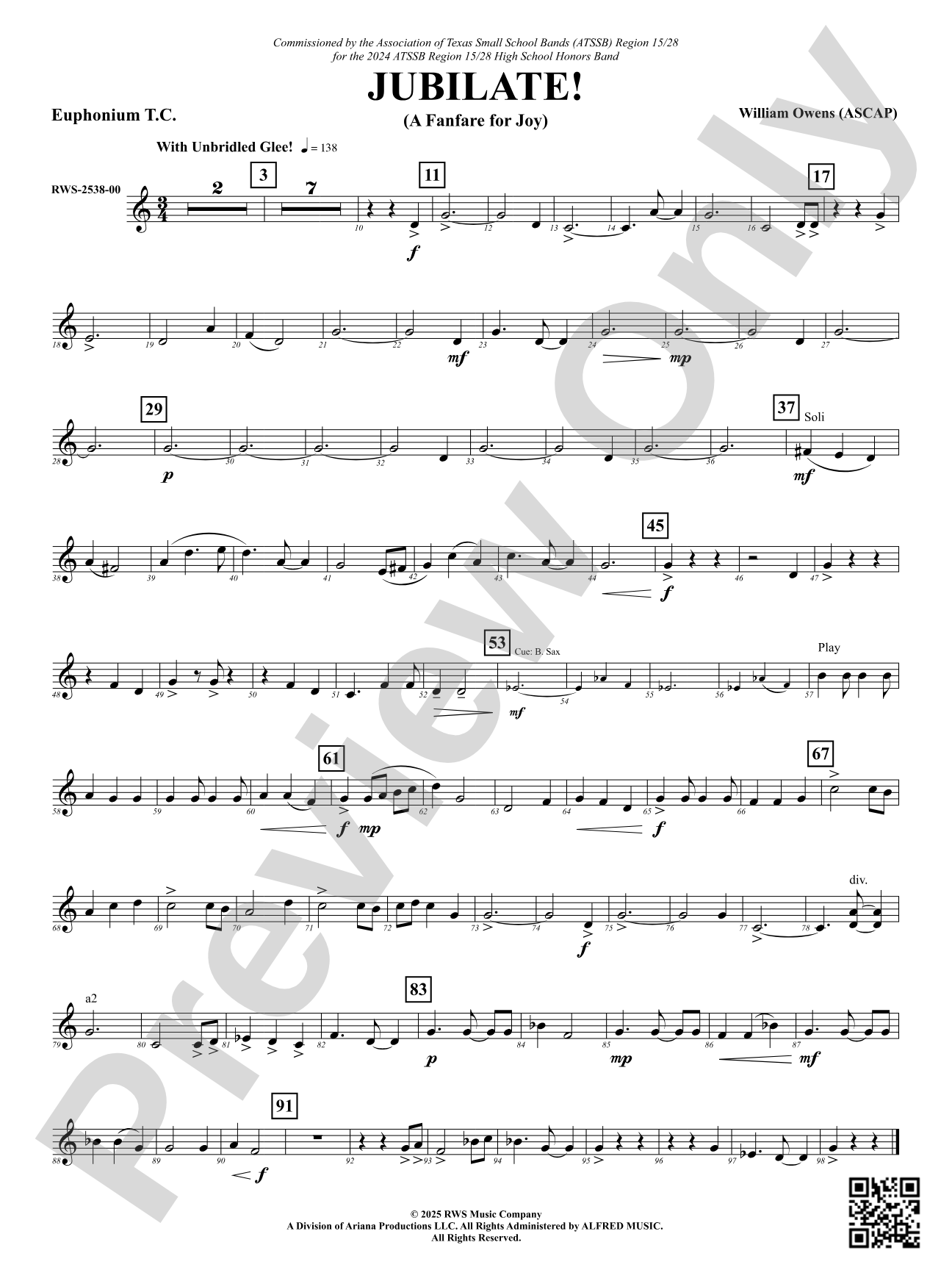 Jubilate! (A Fanfare for Joy): Euphonium T.C.