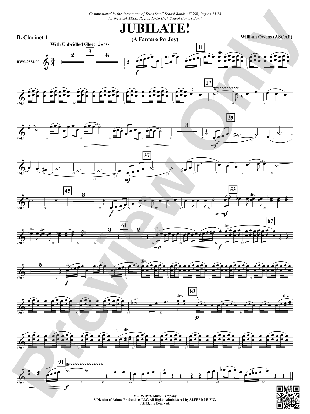 Jubilate! (A Fanfare for Joy): 1st B-flat Clarinet