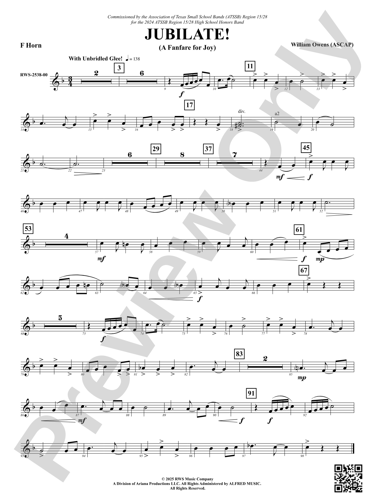Jubilate! (A Fanfare for Joy): F Horn