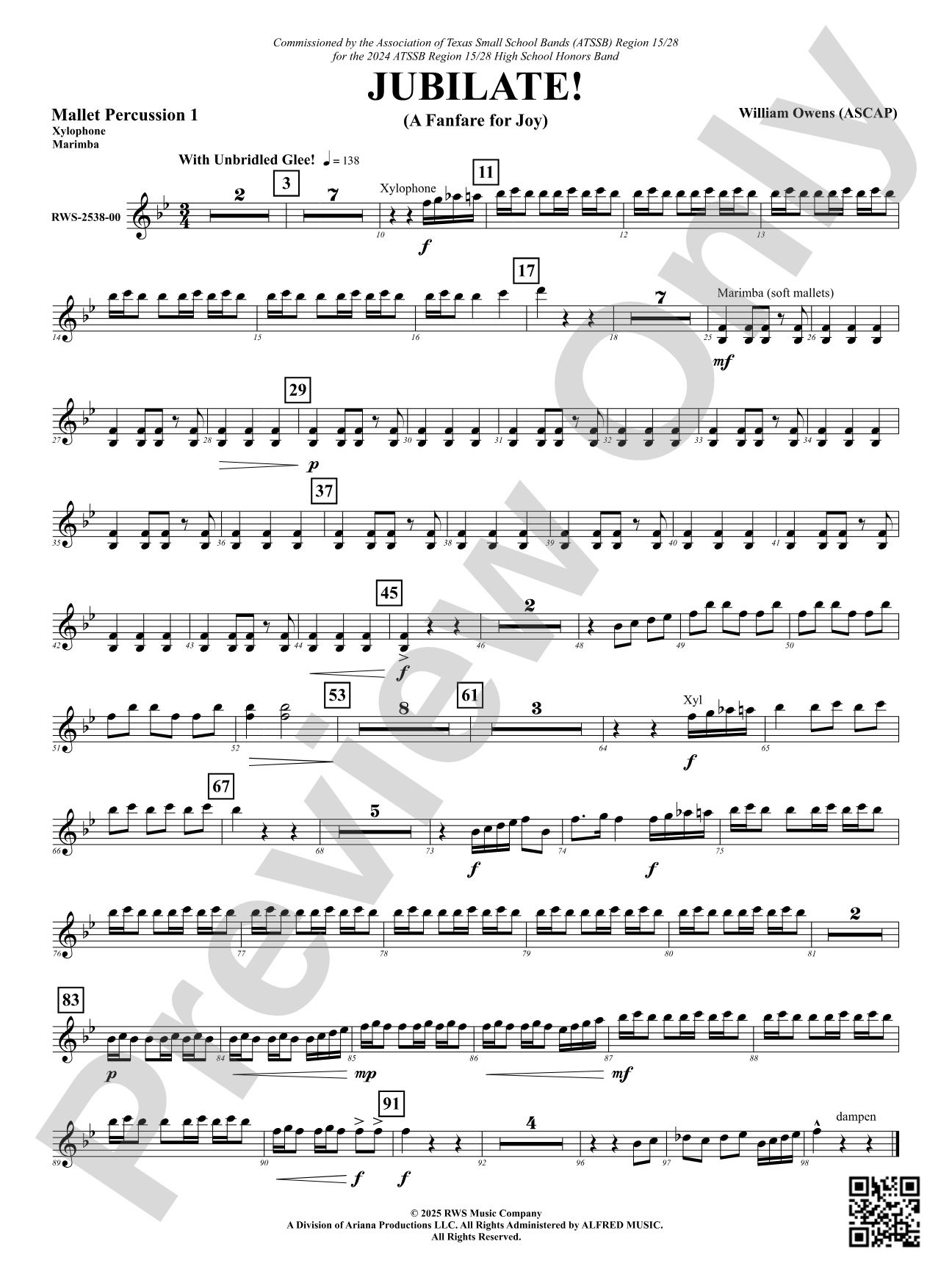 Jubilate! (A Fanfare for Joy): 1st Mallet Percussion