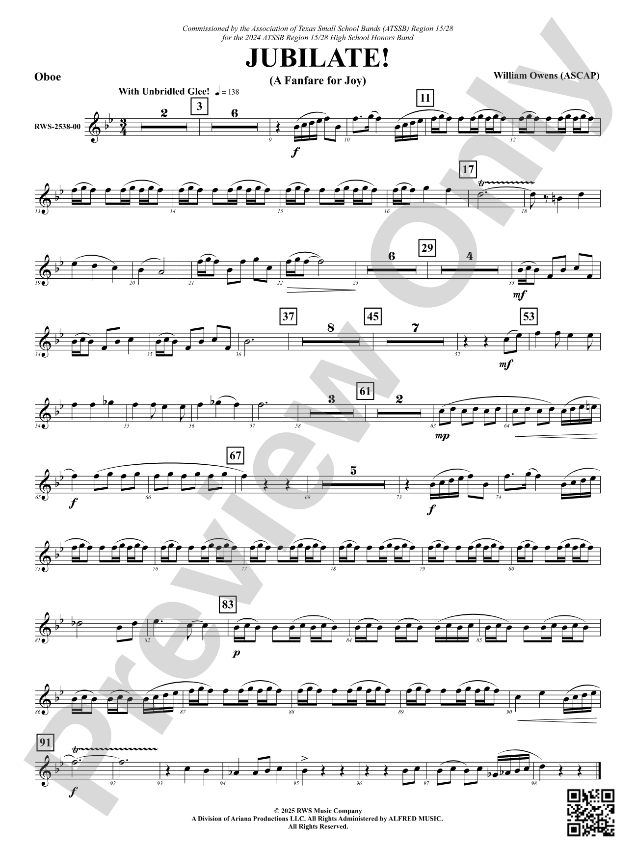 Jubilate! (A Fanfare for Joy): Oboe
