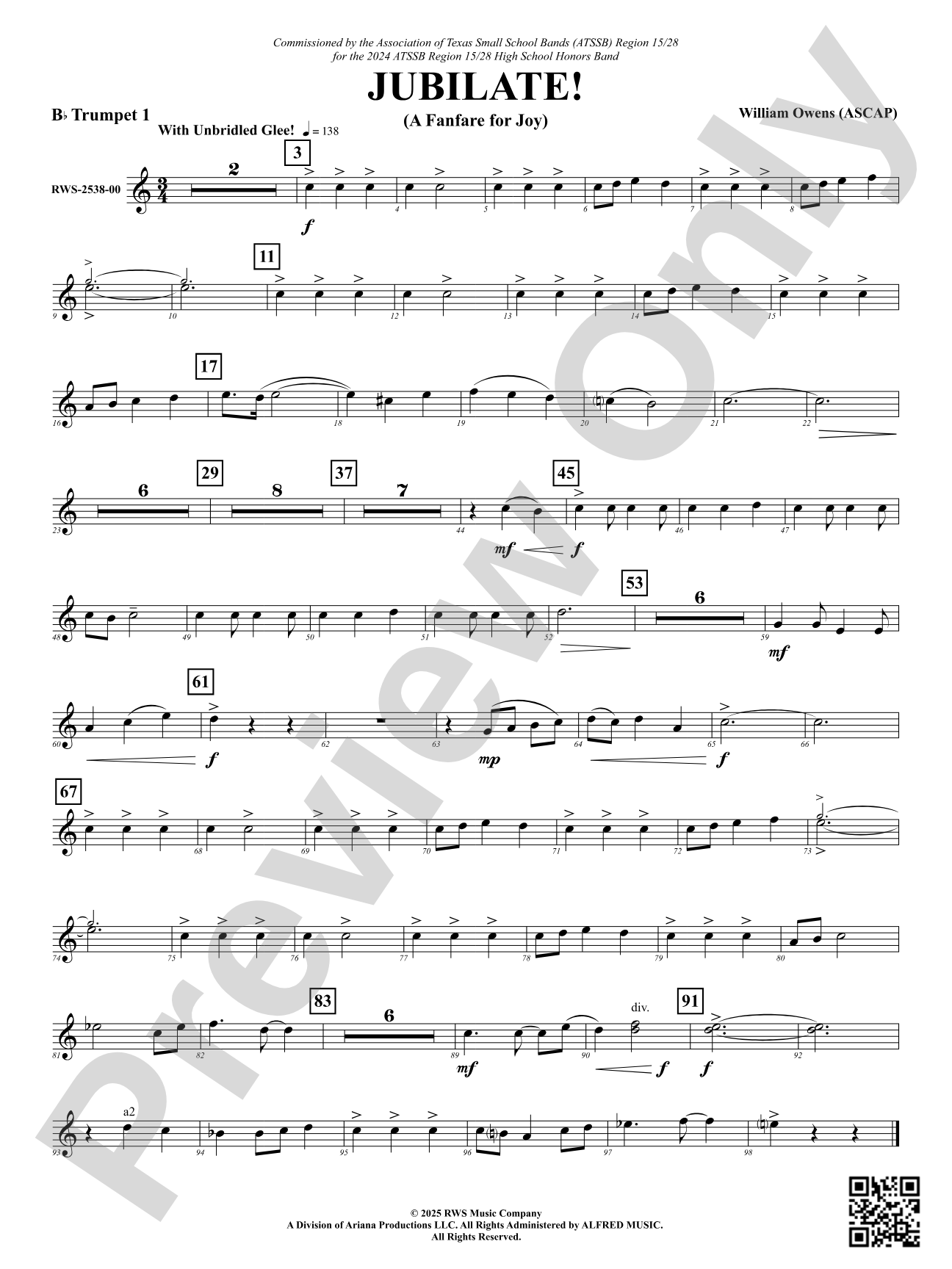 Jubilate! (A Fanfare for Joy): 1st B-flat Trumpet