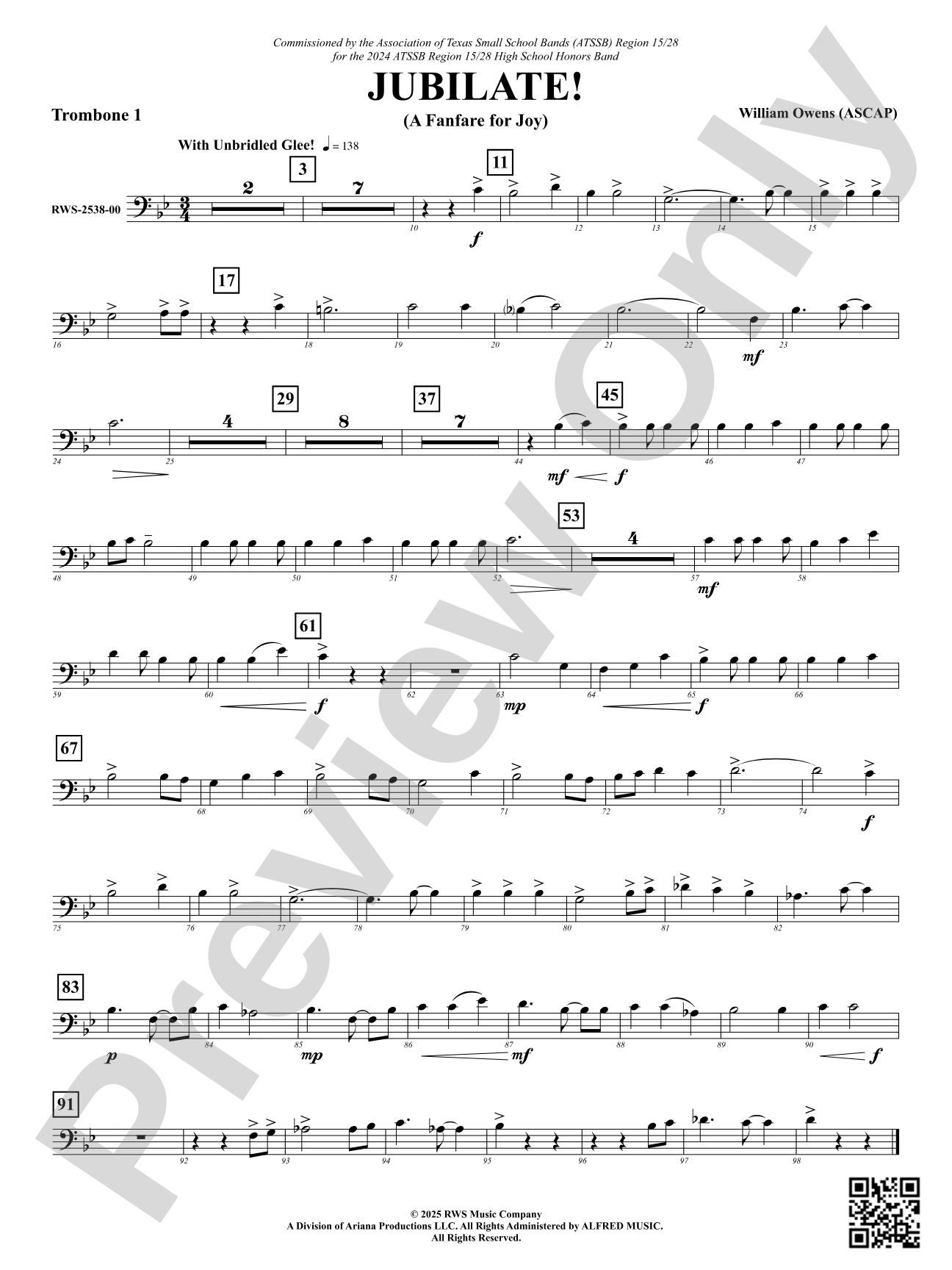 Jubilate! (A Fanfare for Joy): 1st Trombone