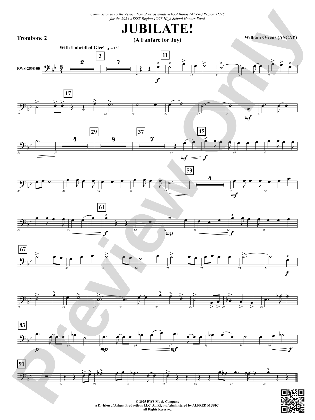 Jubilate! (A Fanfare for Joy): 2nd Trombone