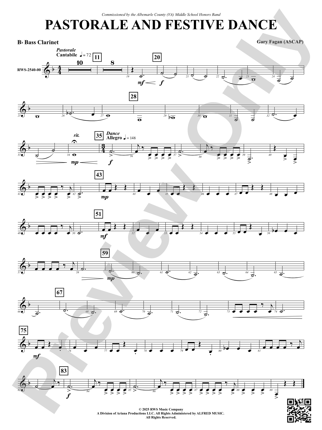Pastorale And Festive Dance: B-flat Bass Clarinet