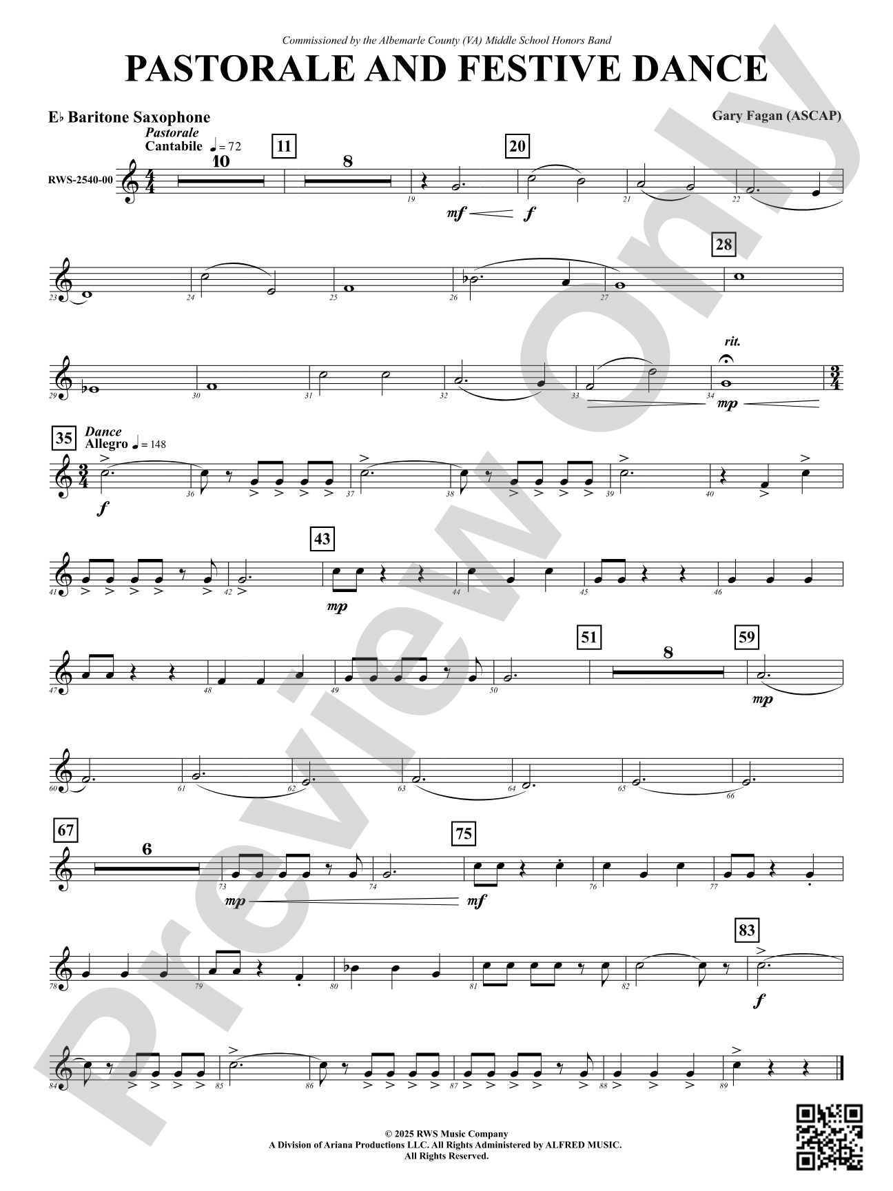 Pastorale And Festive Dance: E-flat Baritone Saxophone