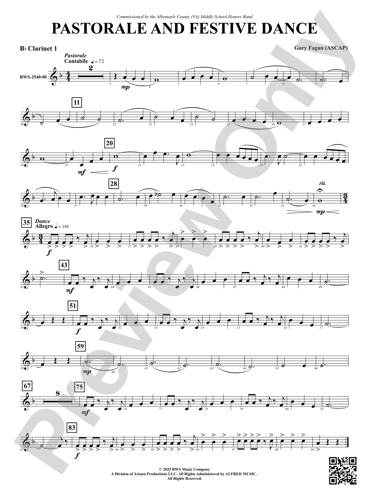 Pastorale And Festive Dance: 1st B-flat Clarinet