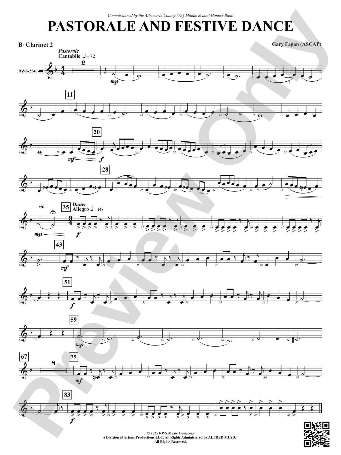 Pastorale And Festive Dance: 2nd B-flat Clarinet