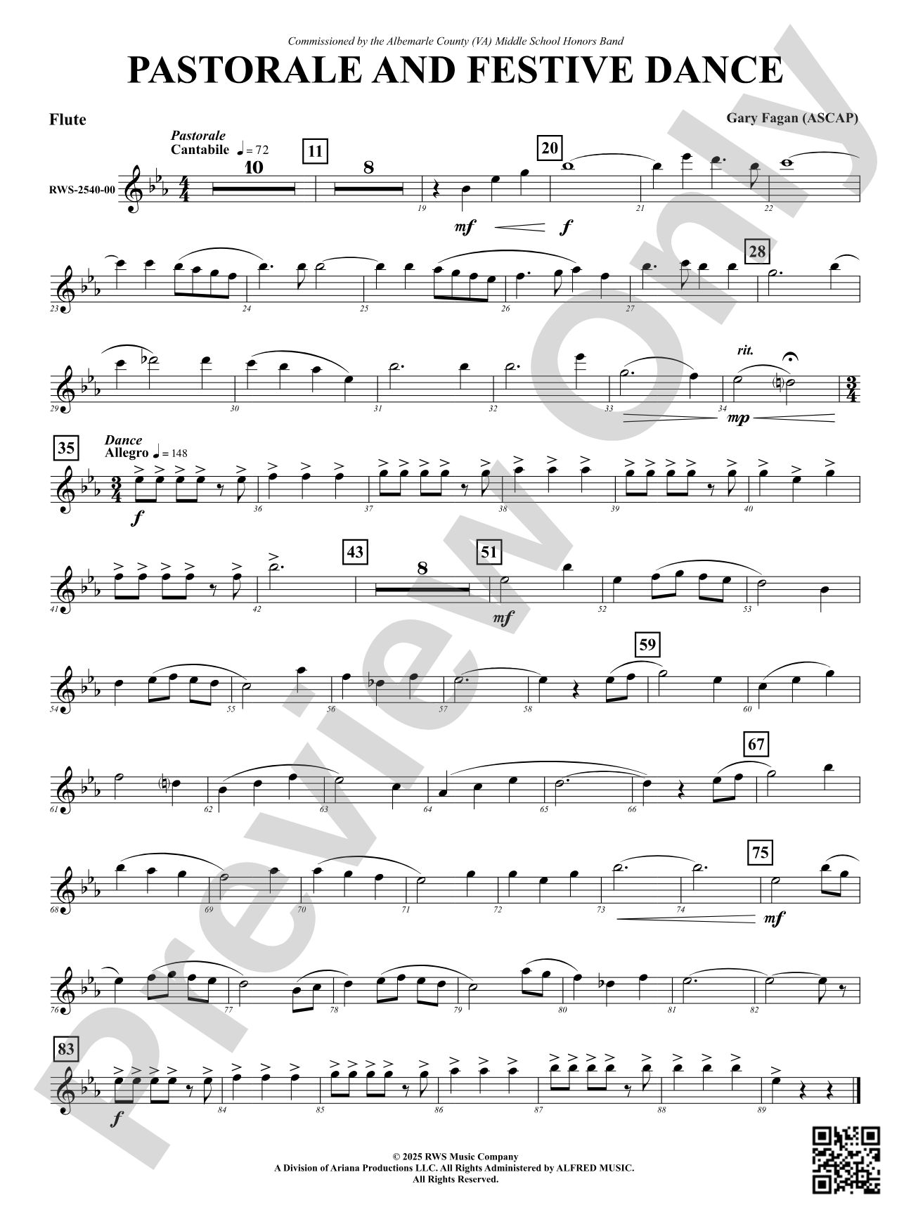 Pastorale And Festive Dance: Flute