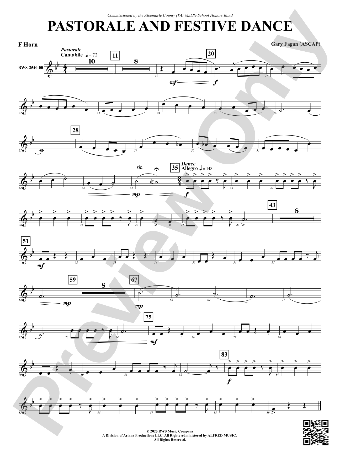 Pastorale And Festive Dance: F Horn