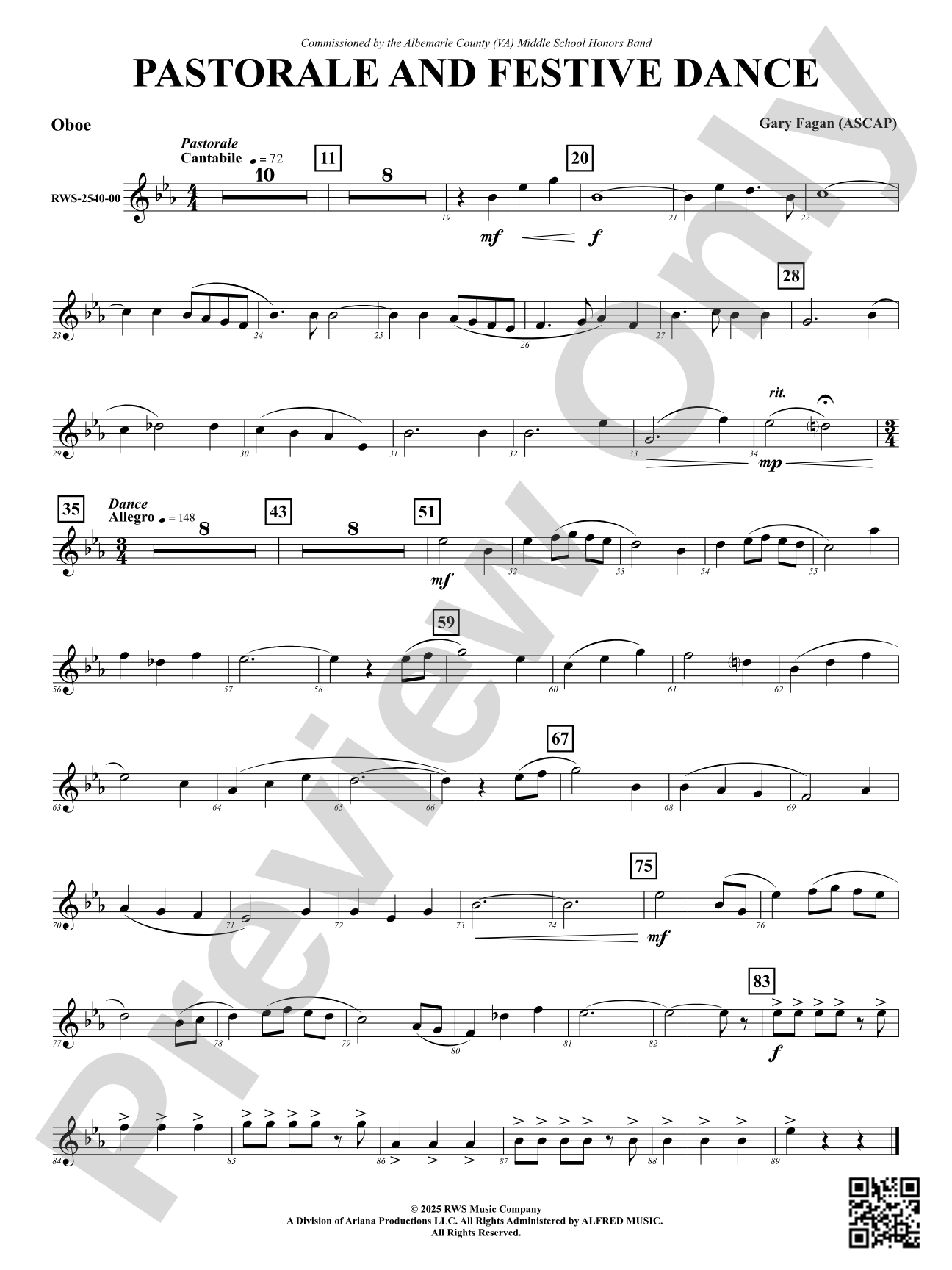 Pastorale And Festive Dance: Oboe