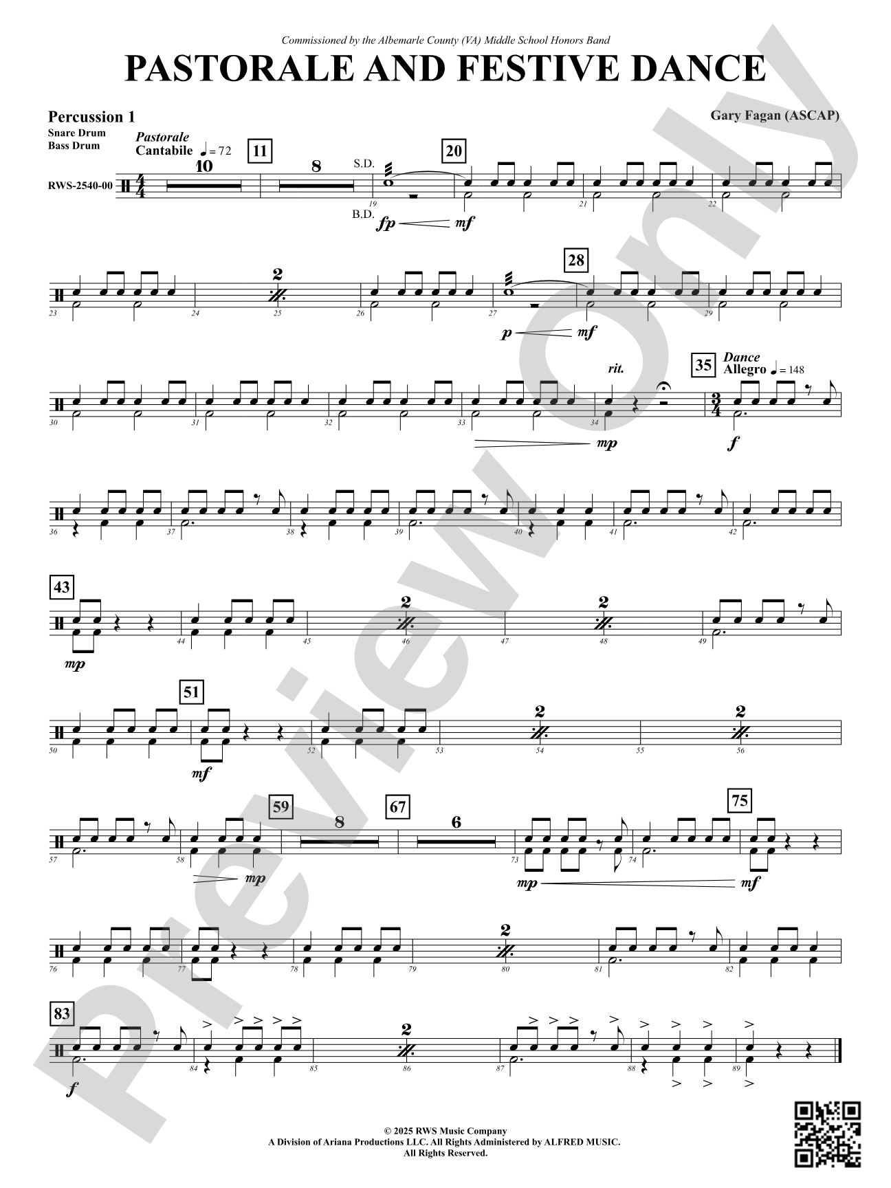 Pastorale And Festive Dance: 1st Percussion