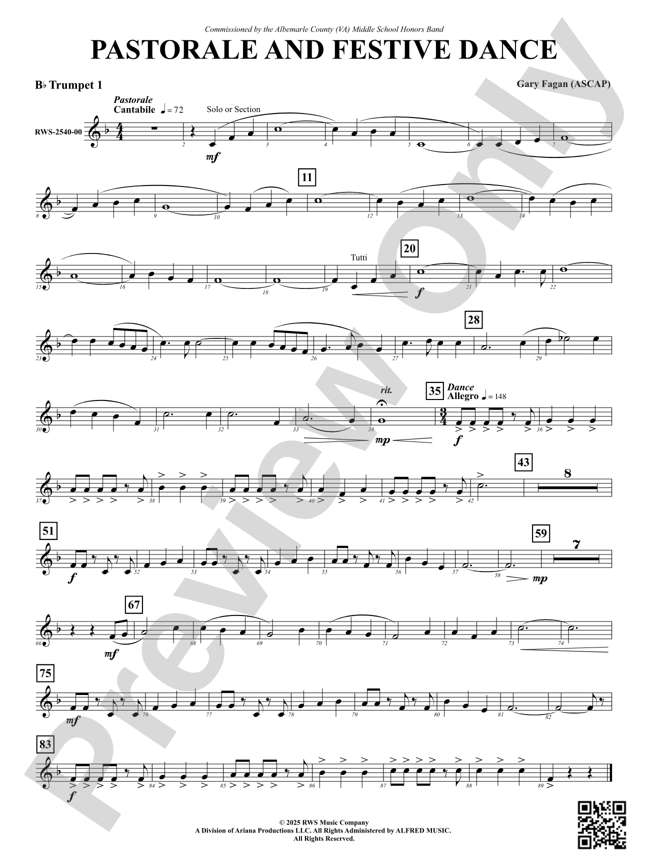 Pastorale And Festive Dance: 1st B-flat Trumpet