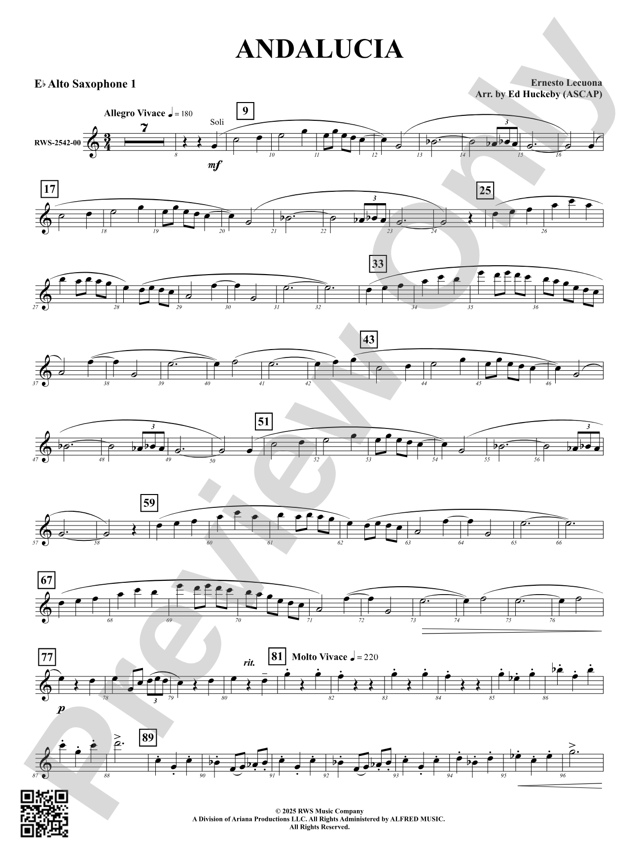 Andalucia: 1st E-flat Alto Saxophone