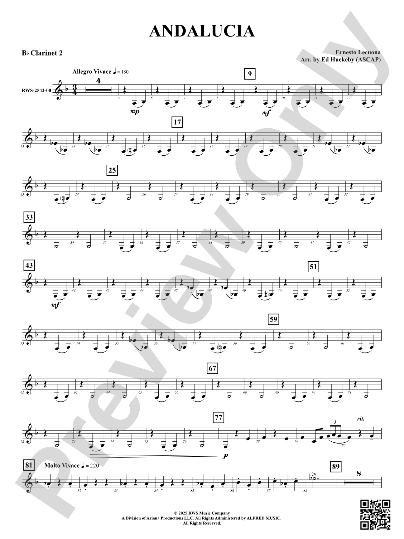 Andalucia: 2nd B-flat Clarinet