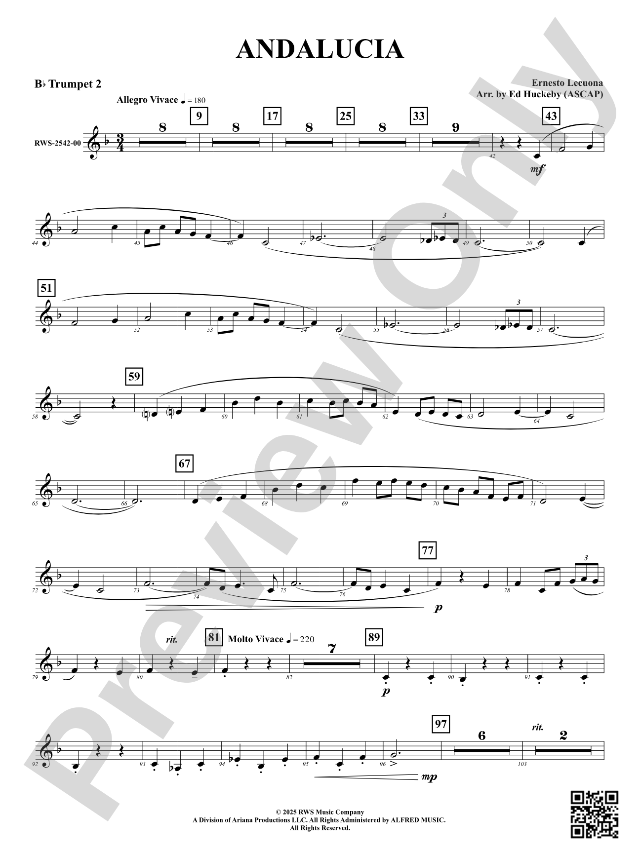Andalucia: 2nd B-flat Trumpet