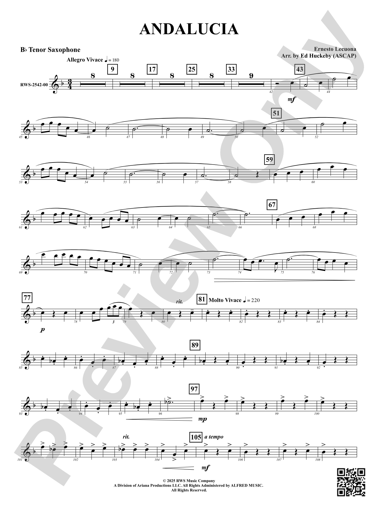 Andalucia: B-flat Tenor Saxophone