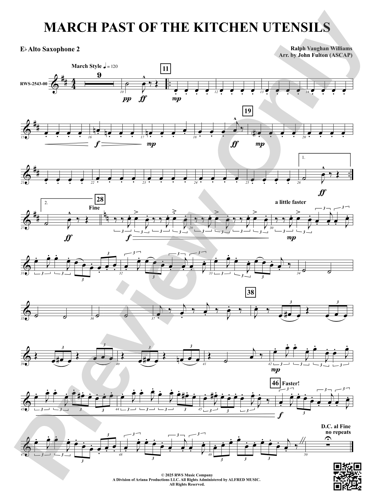 March Past Of The Kitchen Utensils: 2nd E-flat Alto Saxophone