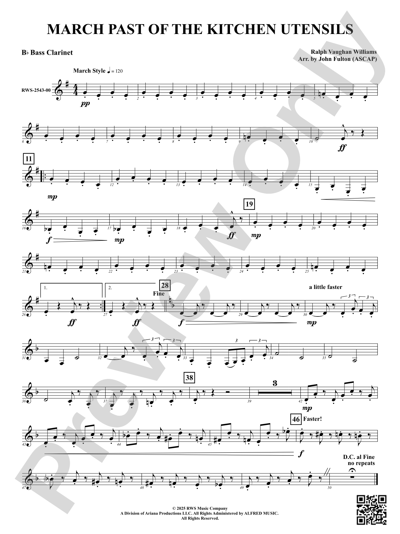 March Past Of The Kitchen Utensils: B-flat Bass Clarinet