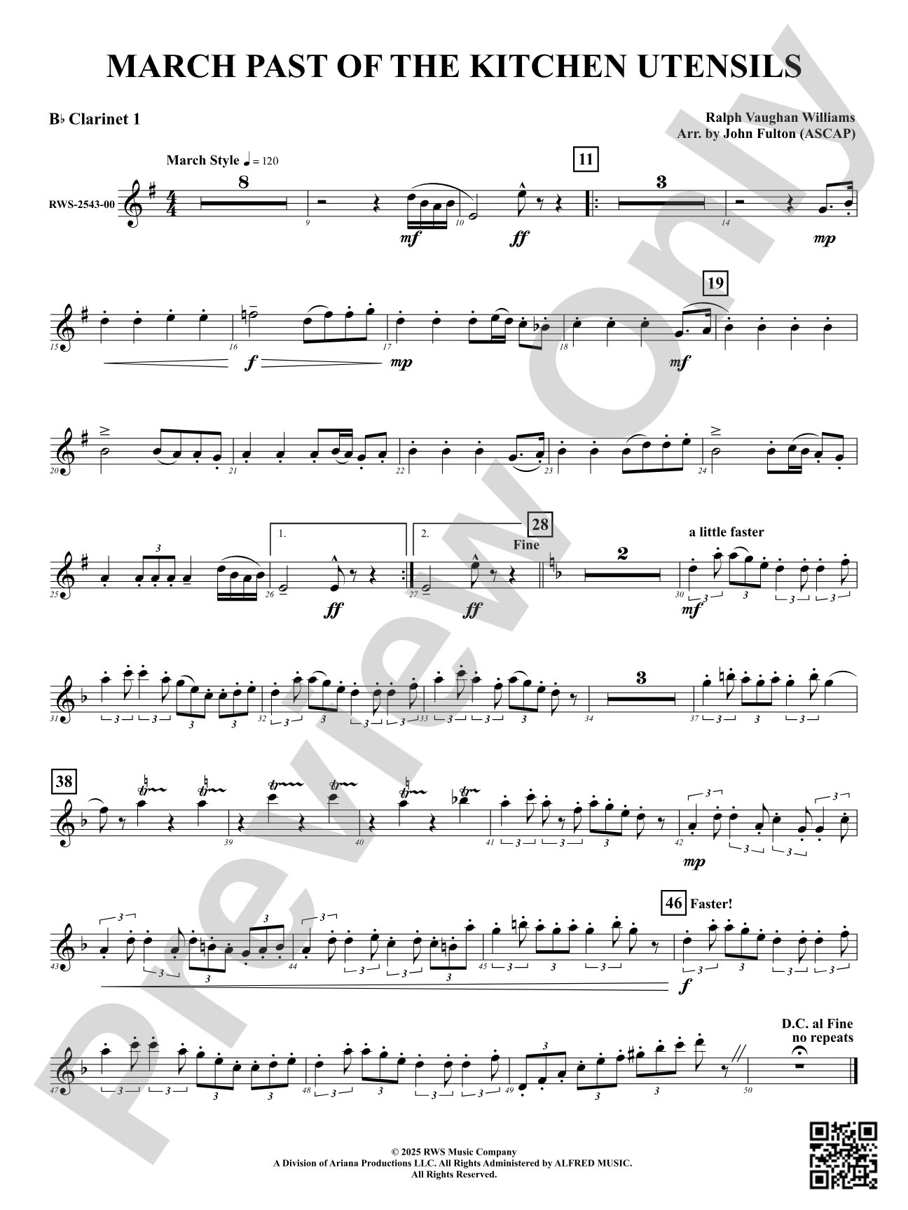 March Past Of The Kitchen Utensils: 1st B-flat Clarinet