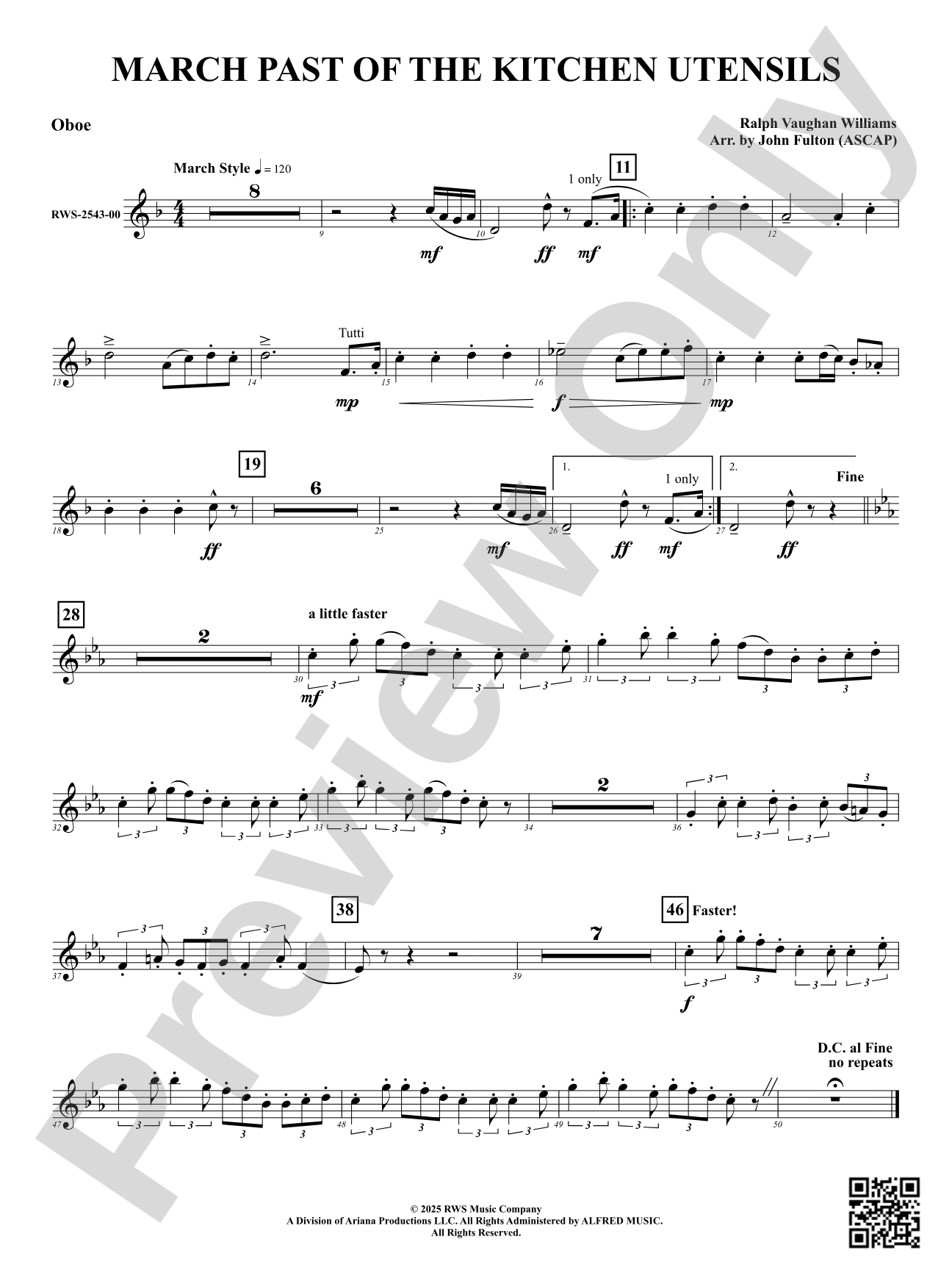 March Past Of The Kitchen Utensils: Oboe