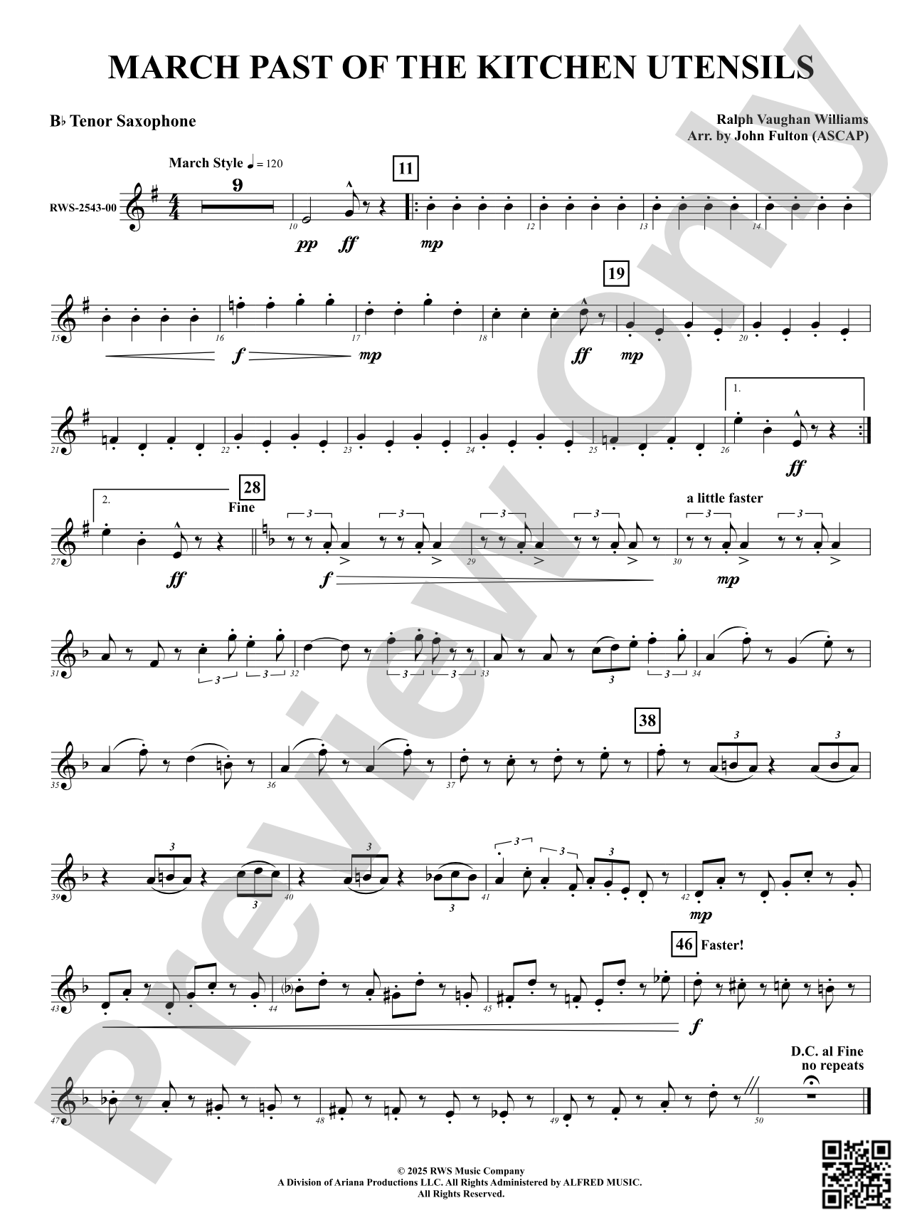 March Past Of The Kitchen Utensils: B-flat Tenor Saxophone