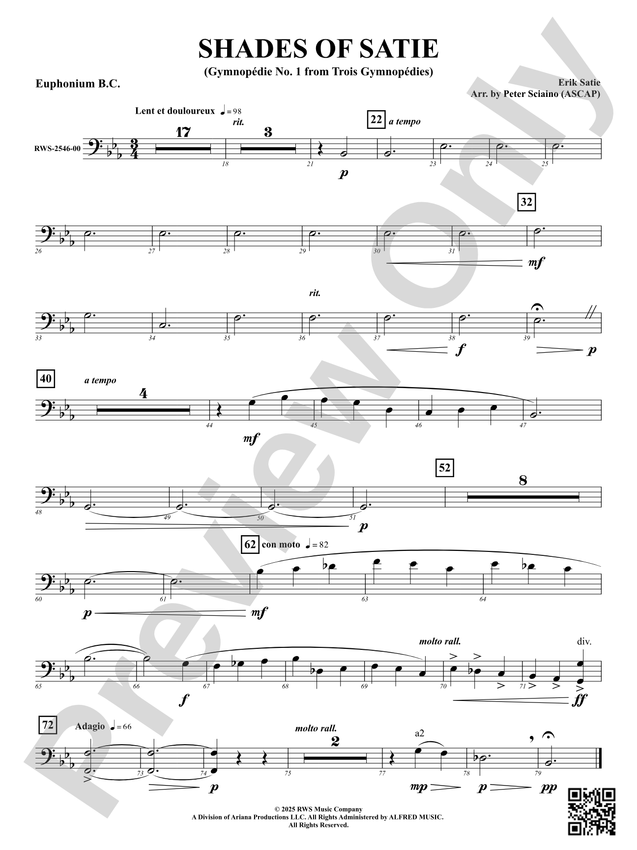 Shades Of Satie (Gymnopédie No. 1 from Trois Gymnopédies): Euphonium B.C.